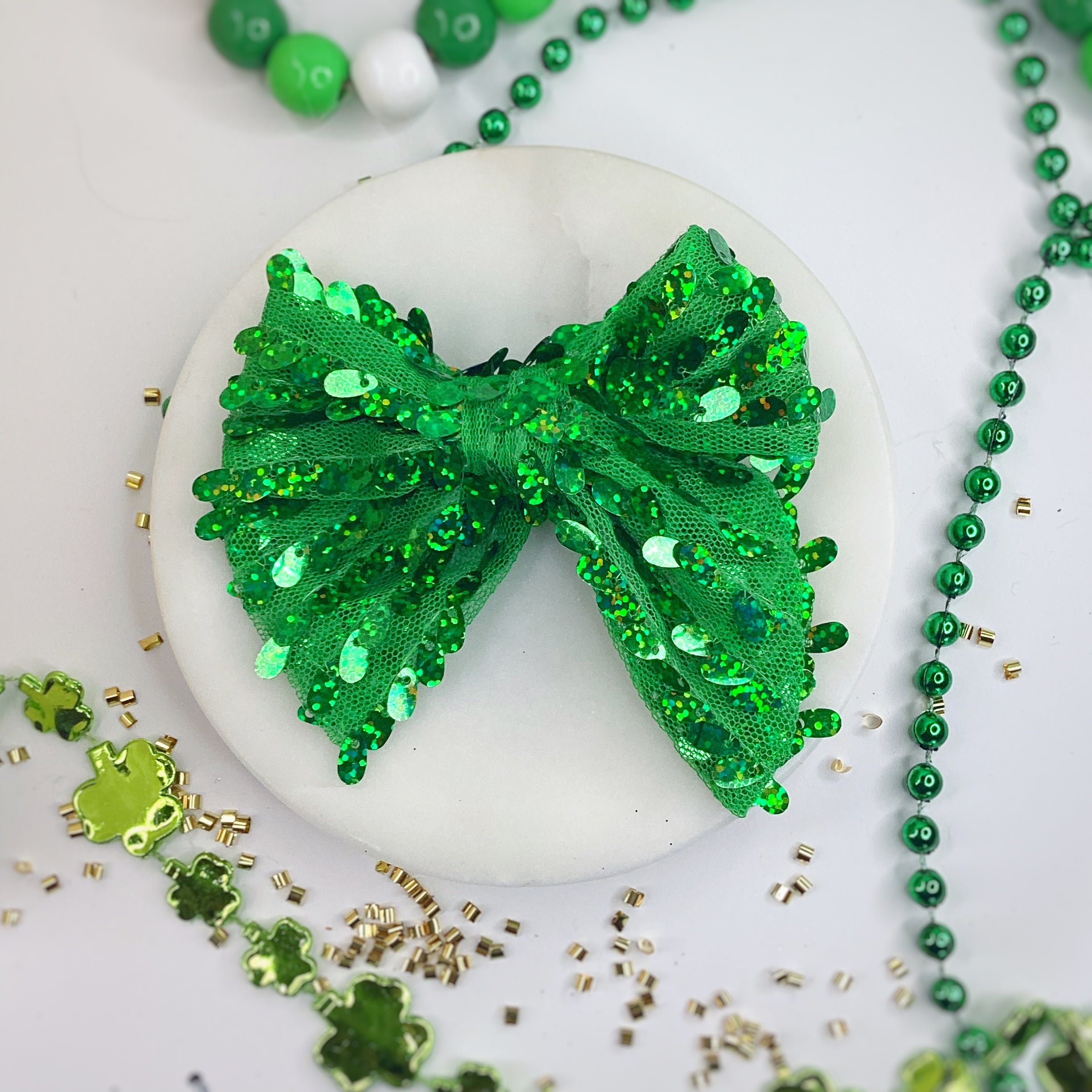 Mardi Gras and St. Pat’s Sequin Knot Top Headband and Bow Collection