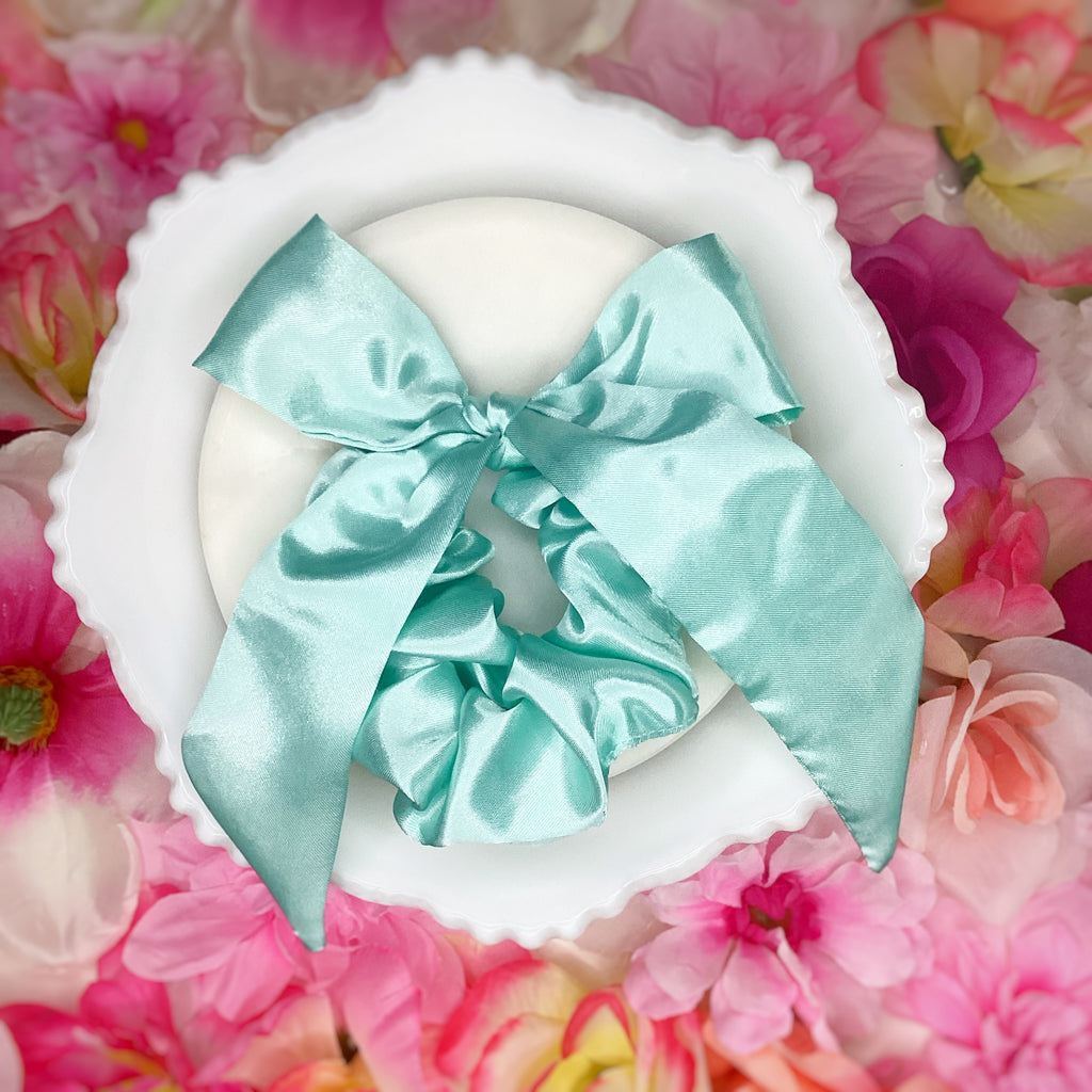 Solid Satin Floral Coquette Bow and Bow Scrunchie Collection