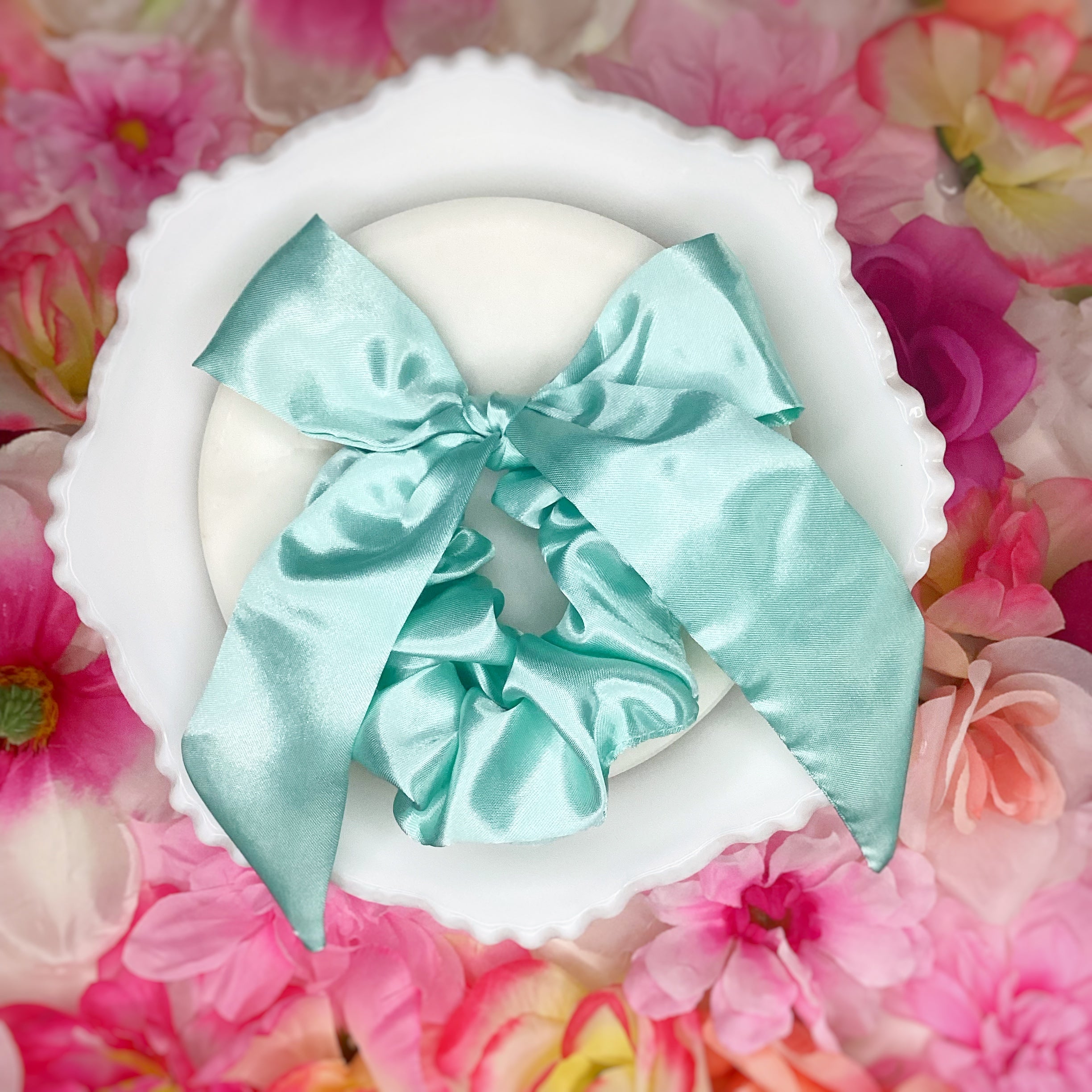 Solid Satin Floral Coquette Bow and Bow Scrunchie Collection