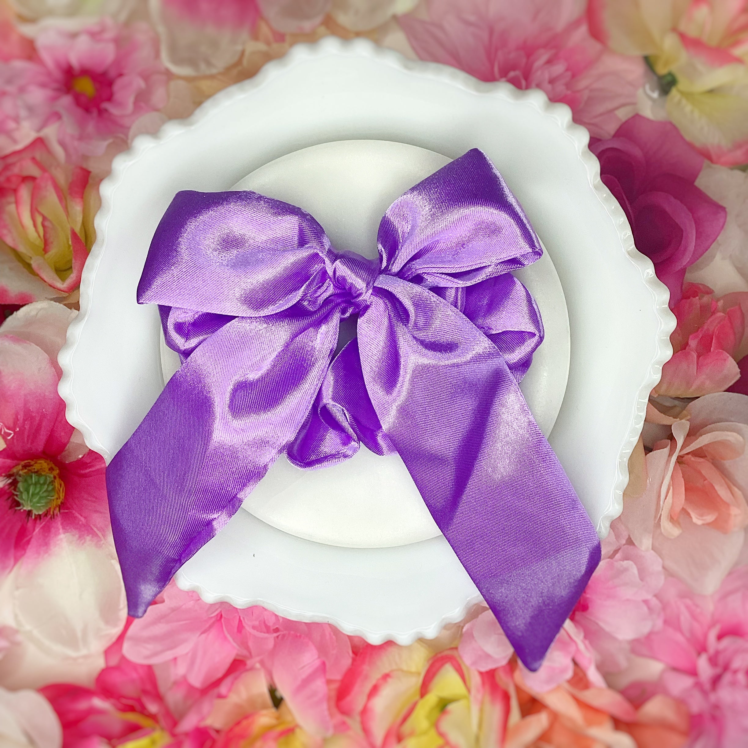 Solid Satin Floral Coquette Bow and Bow Scrunchie Collection
