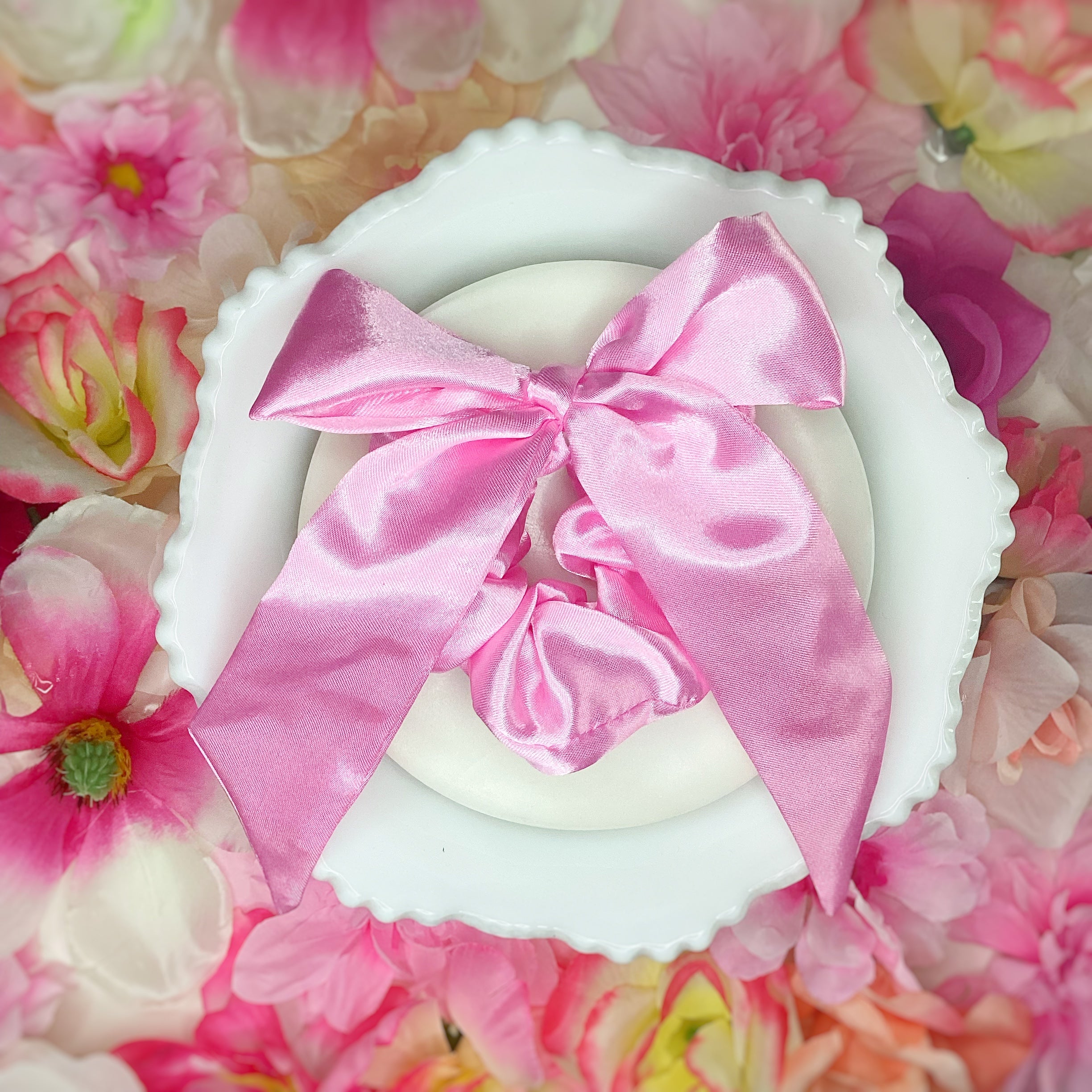 Solid Satin Floral Coquette Bow and Bow Scrunchie Collection