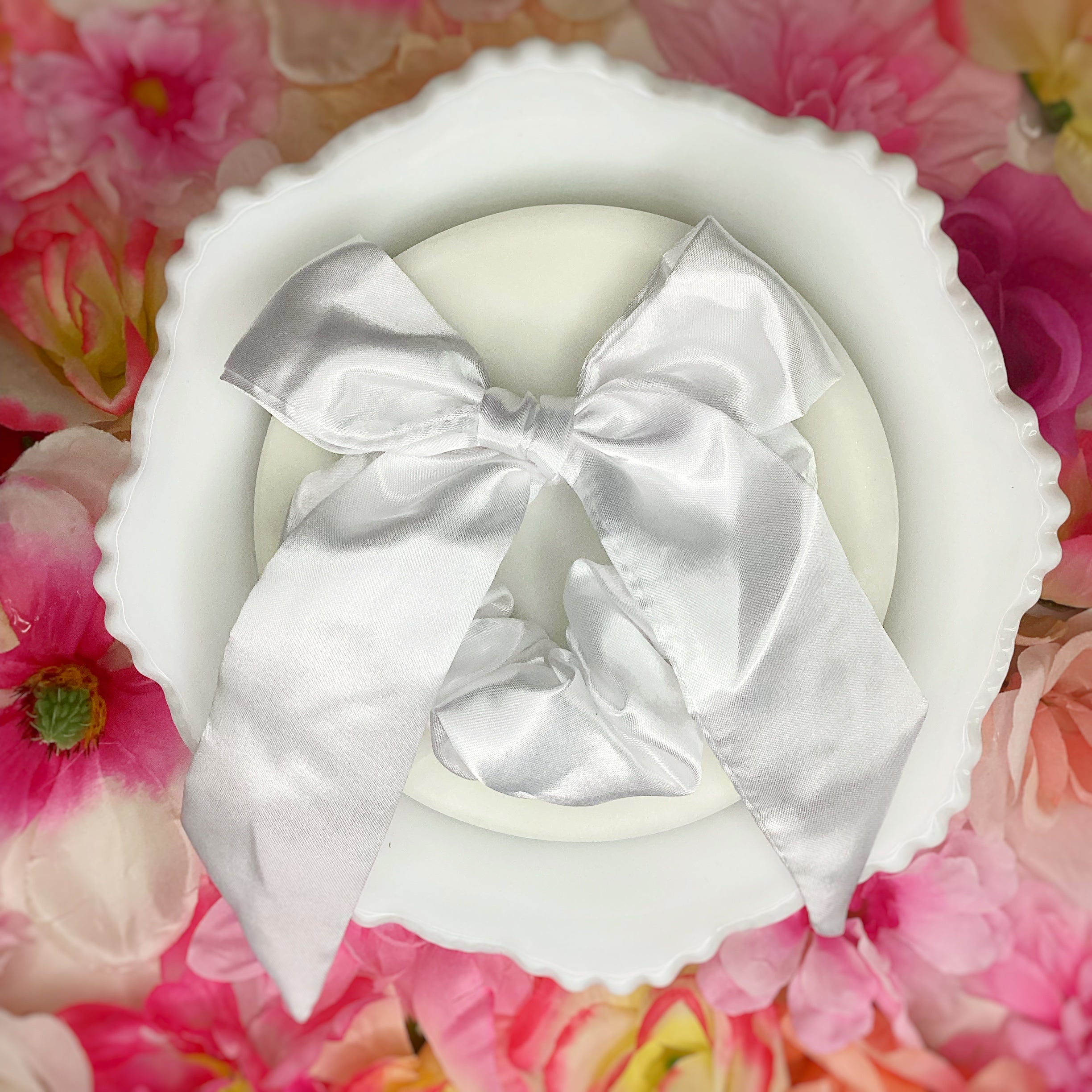 Solid Satin Floral Coquette Bow and Bow Scrunchie Collection