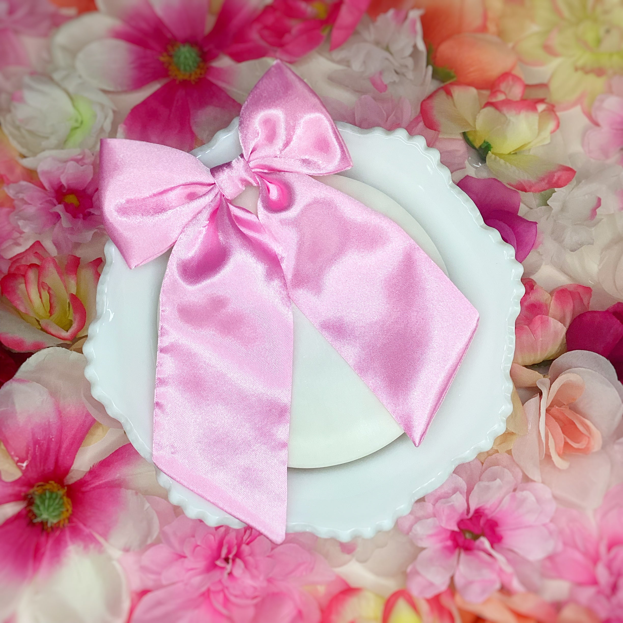 Solid Satin Floral Coquette Bow and Bow Scrunchie Collection