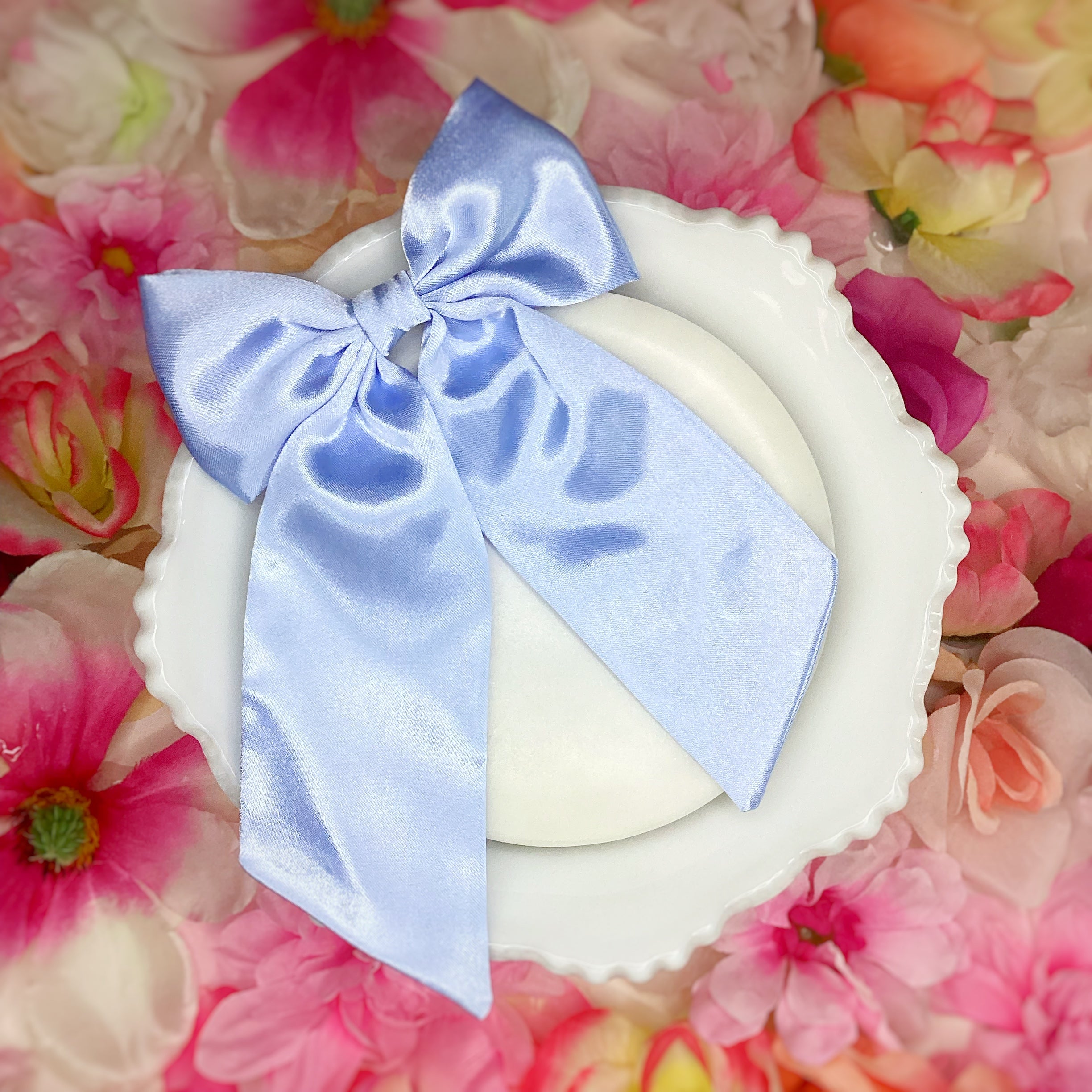 Solid Satin Floral Coquette Bow and Bow Scrunchie Collection