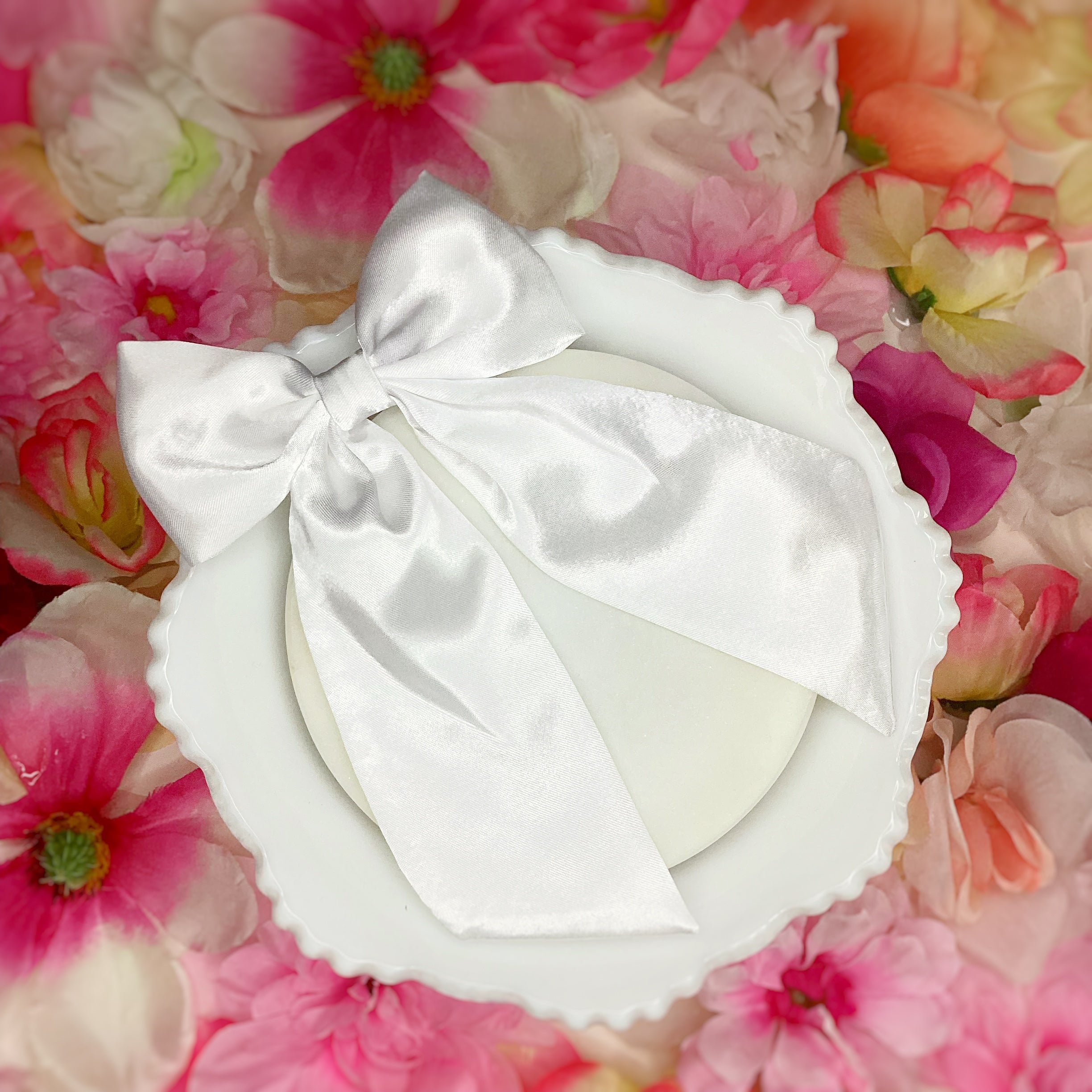 Solid Satin Floral Coquette Bow and Bow Scrunchie Collection