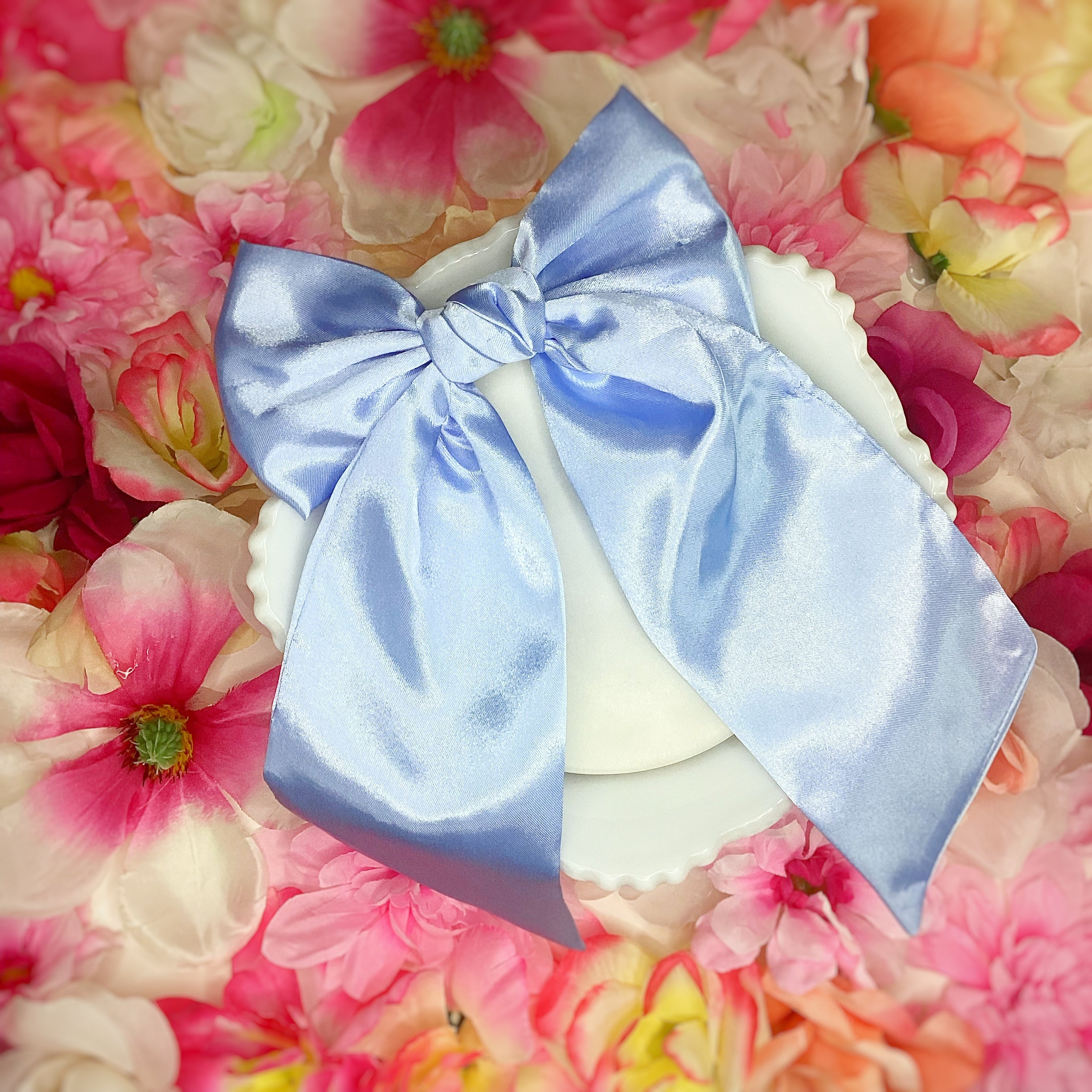 Solid Satin Floral Coquette Bow and Bow Scrunchie Collection