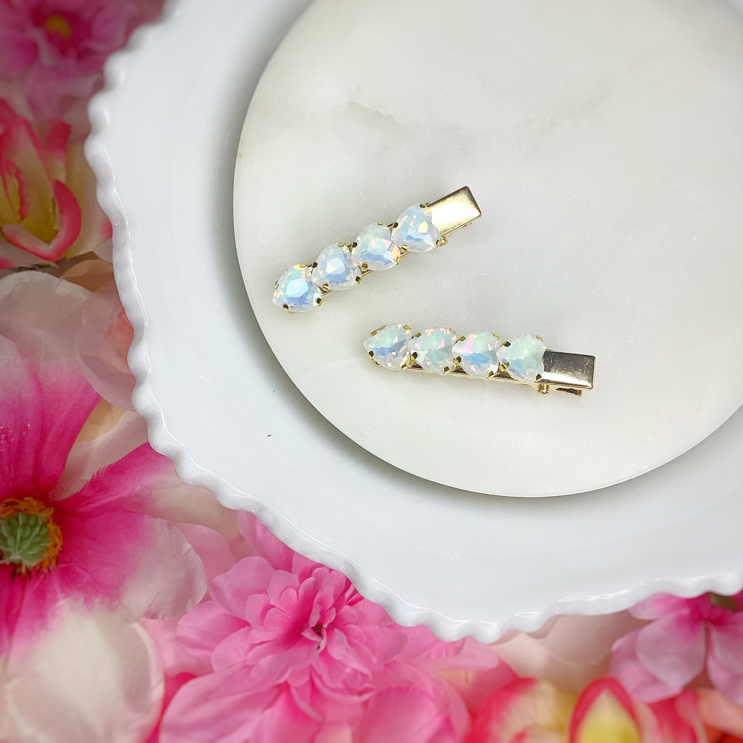 Iridescent Rhinestone Clip Pairs