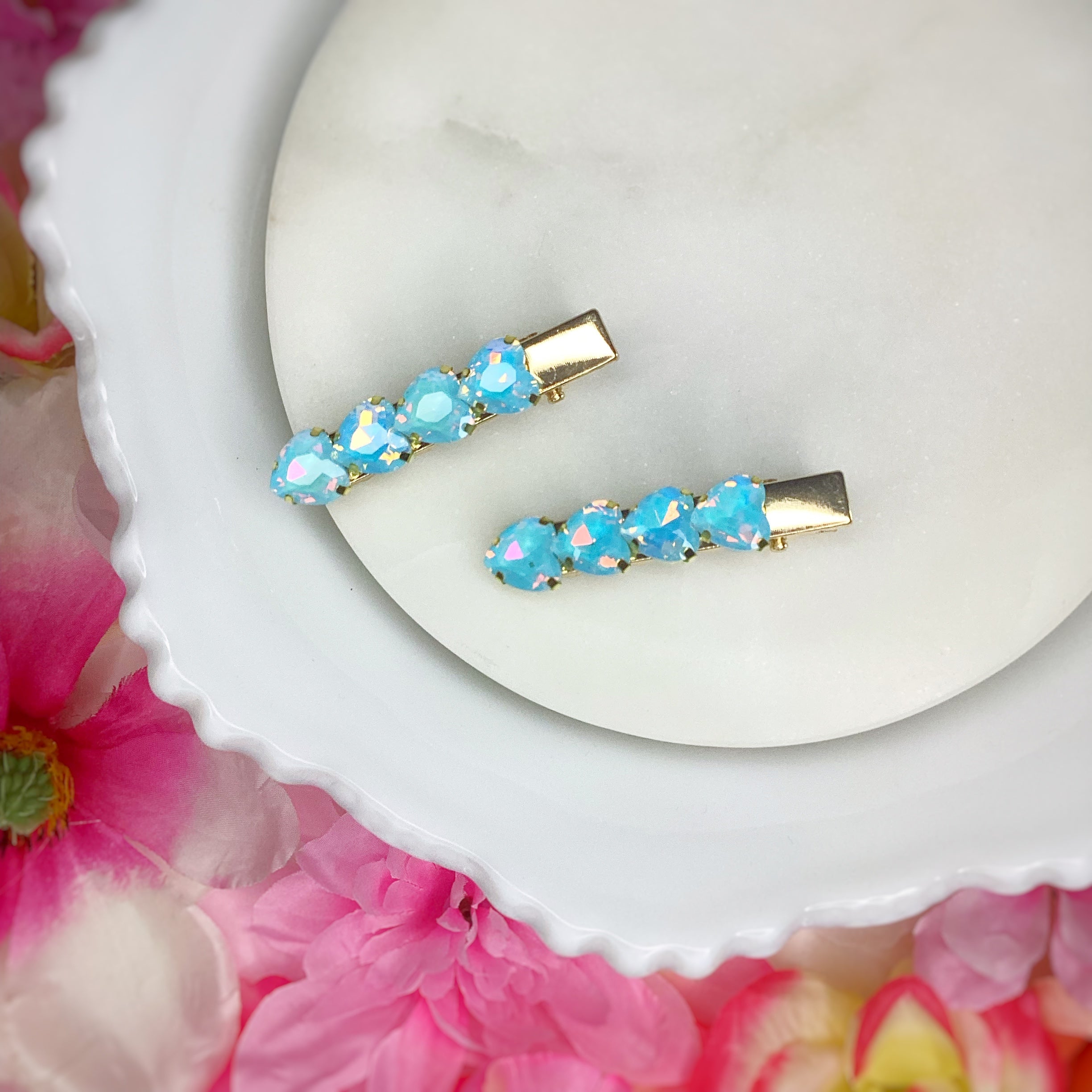 Iridescent Rhinestone Clip Pairs