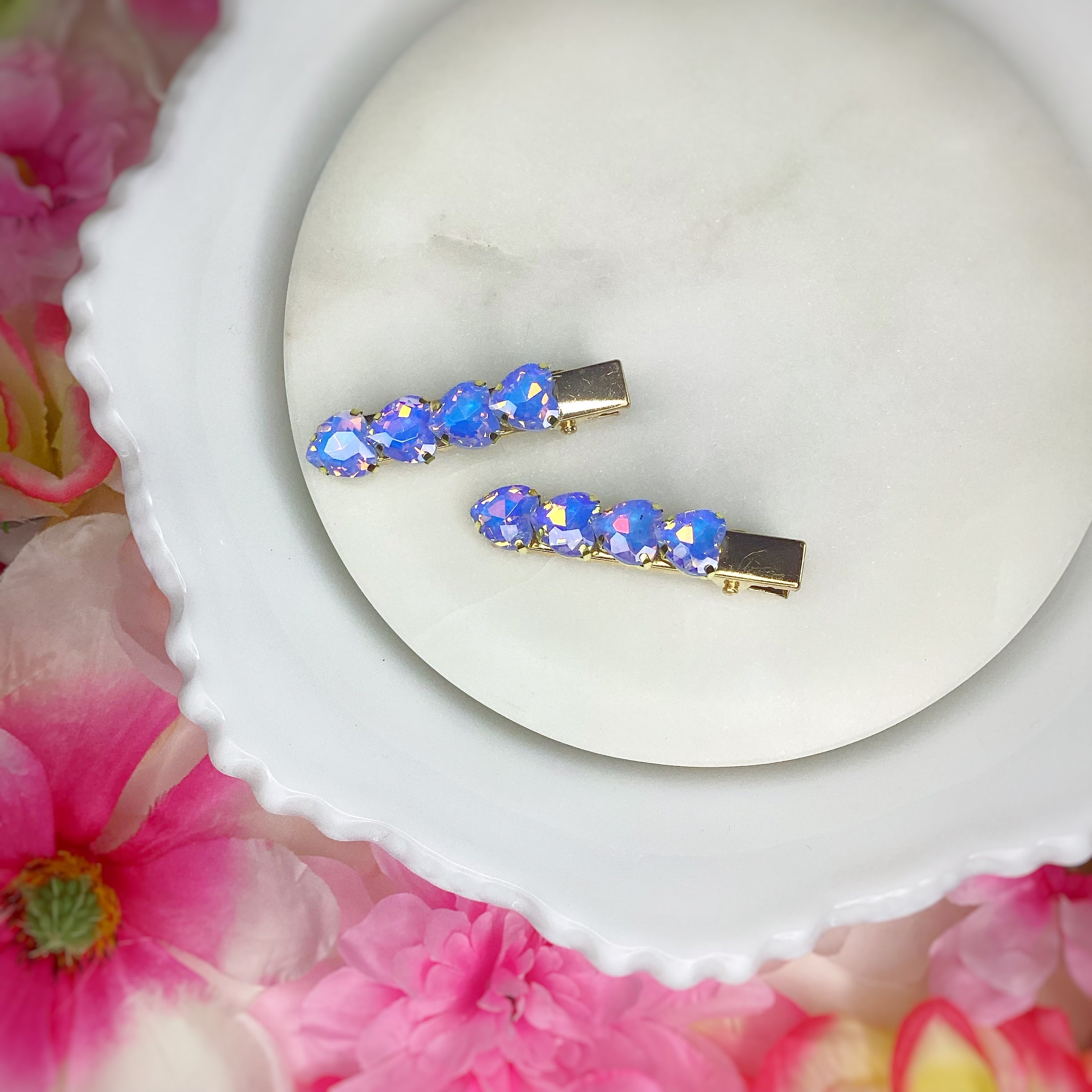 Iridescent Rhinestone Clip Pairs