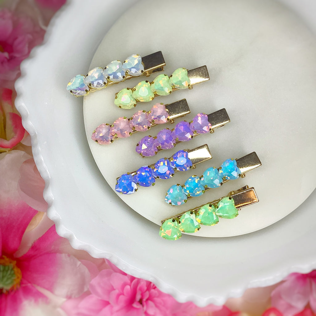 Iridescent Rhinestone Clip Pairs