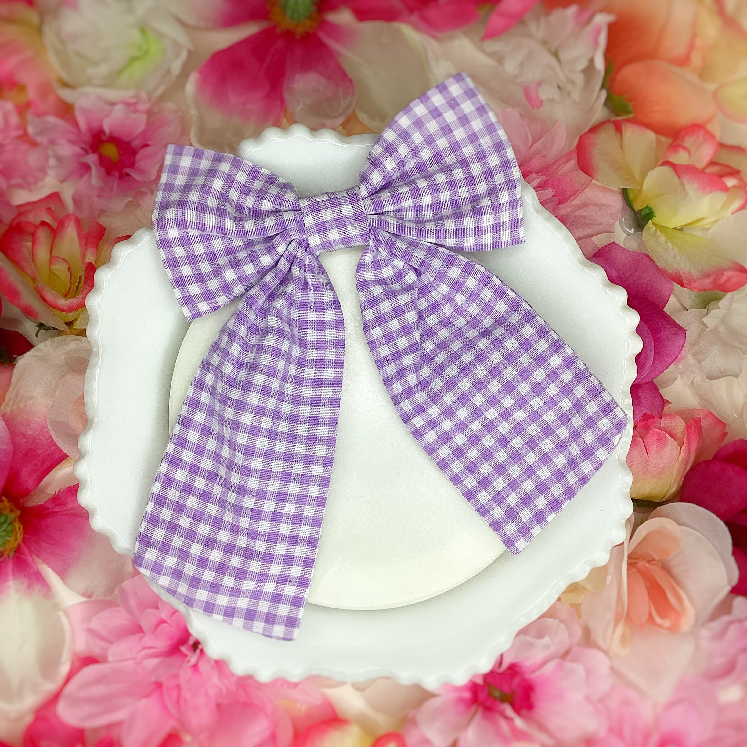 Pastel Gingham Coquette Bow, Headband and Scrunchie Collection