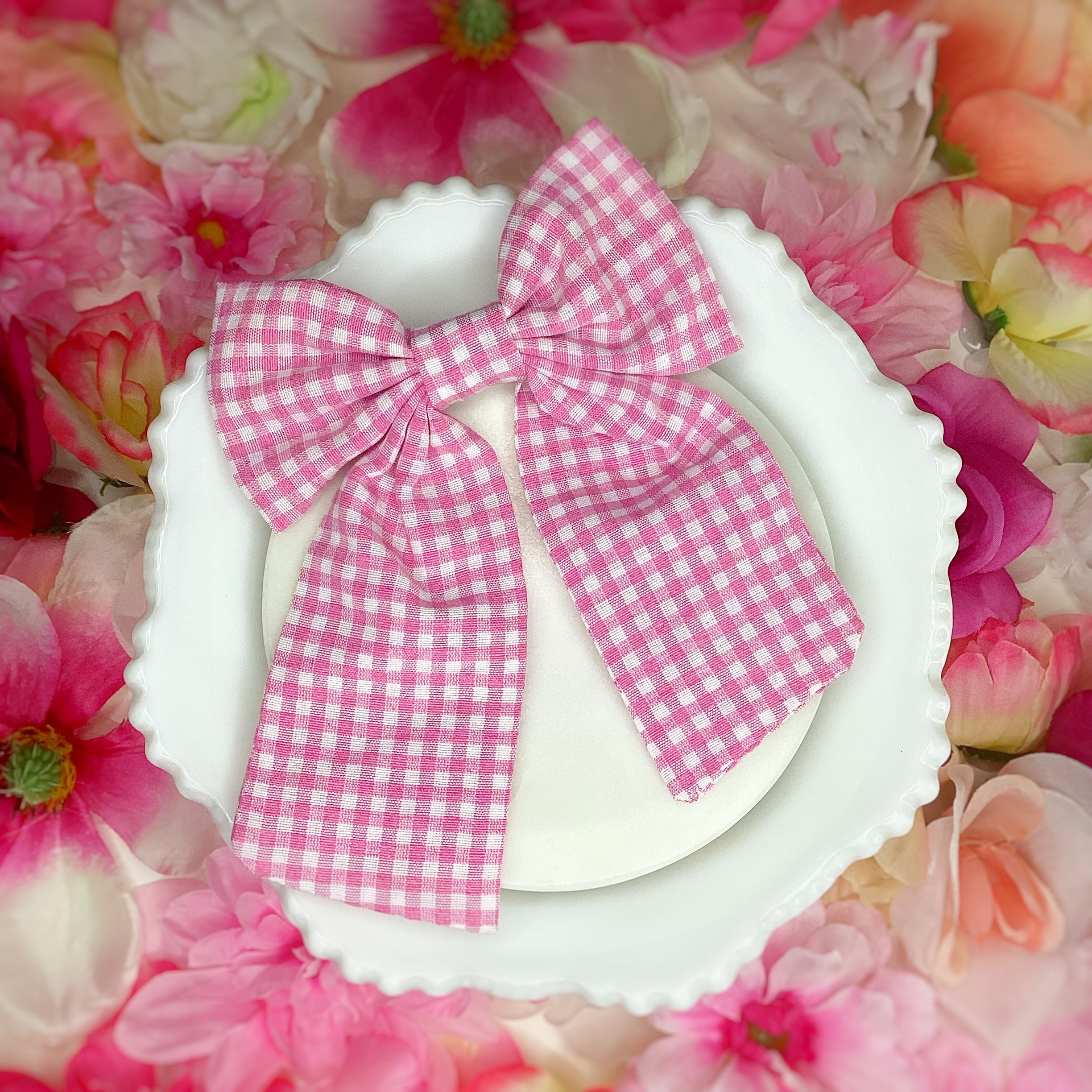Pastel Gingham Coquette Bow, Headband and Scrunchie Collection
