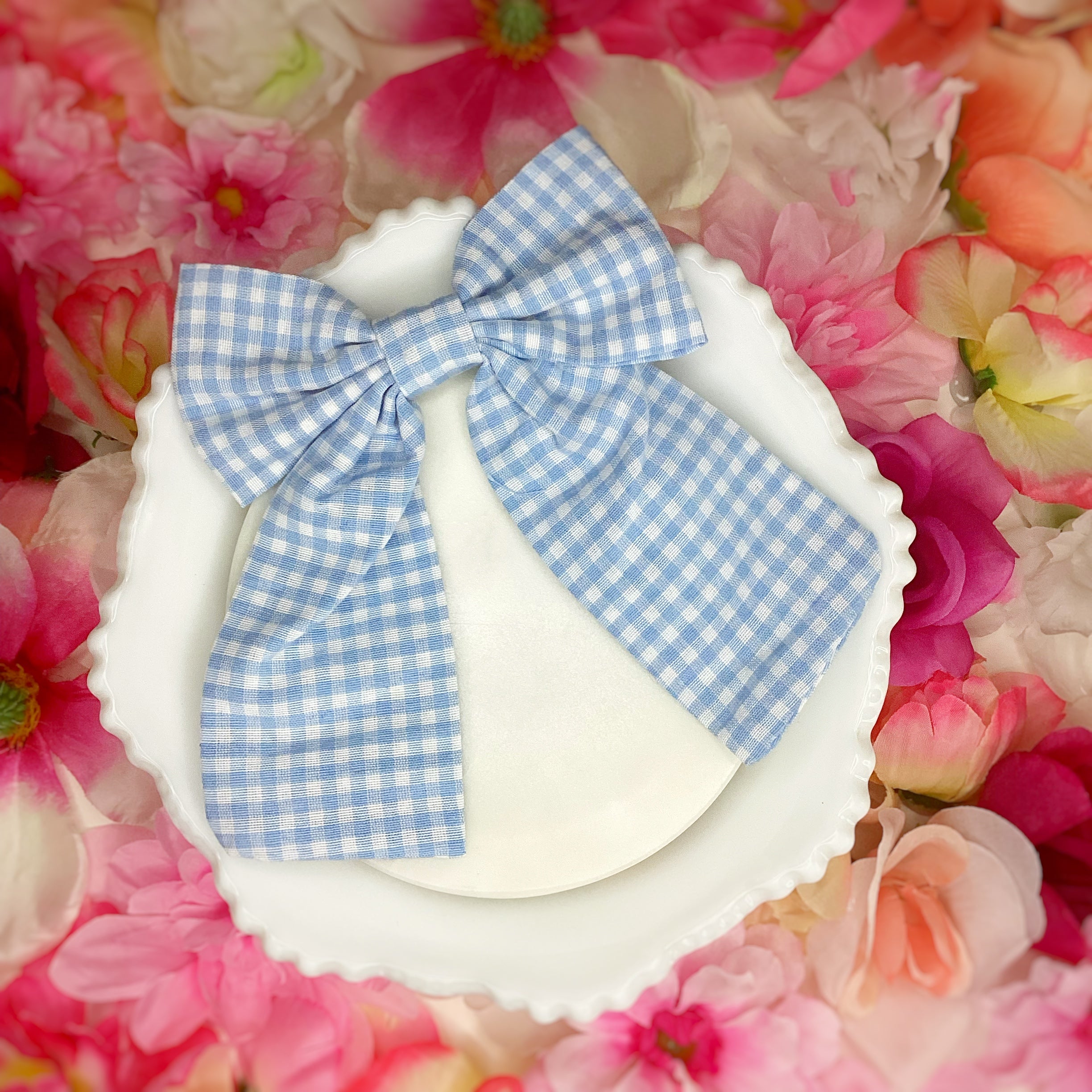 Pastel Gingham Coquette Bow, Headband and Scrunchie Collection