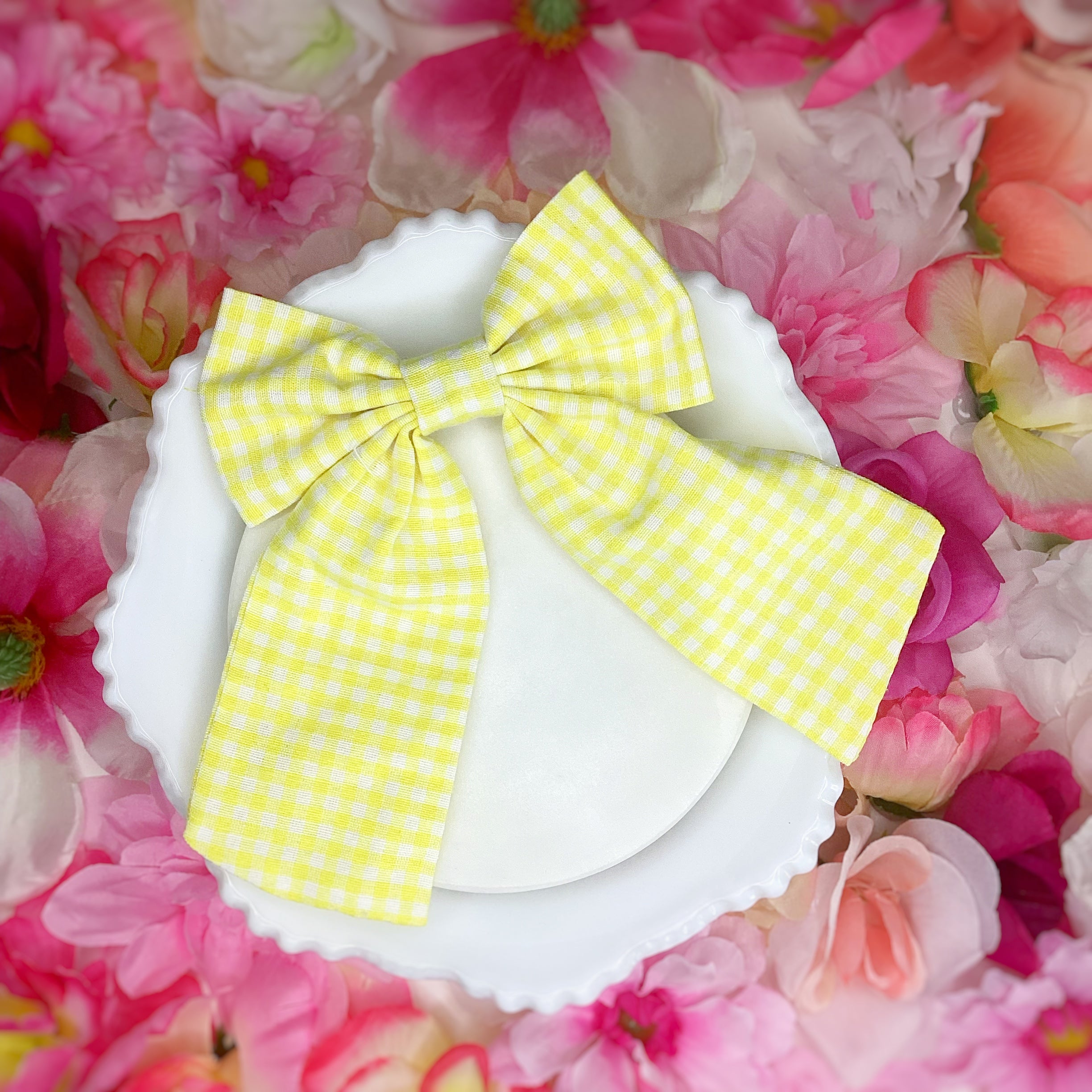 Pastel Gingham Coquette Bow, Headband and Scrunchie Collection