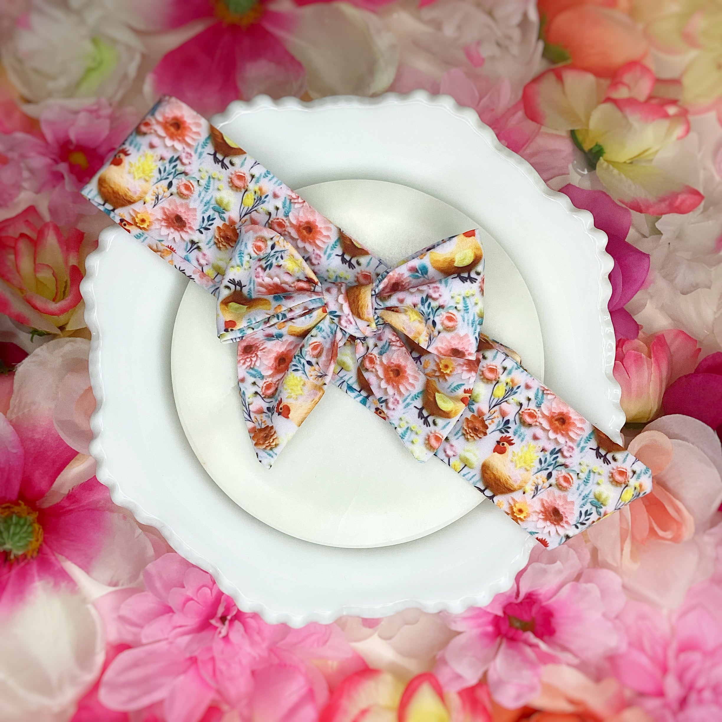 Spring Chickens Bow Strip and Scrunchie Collection