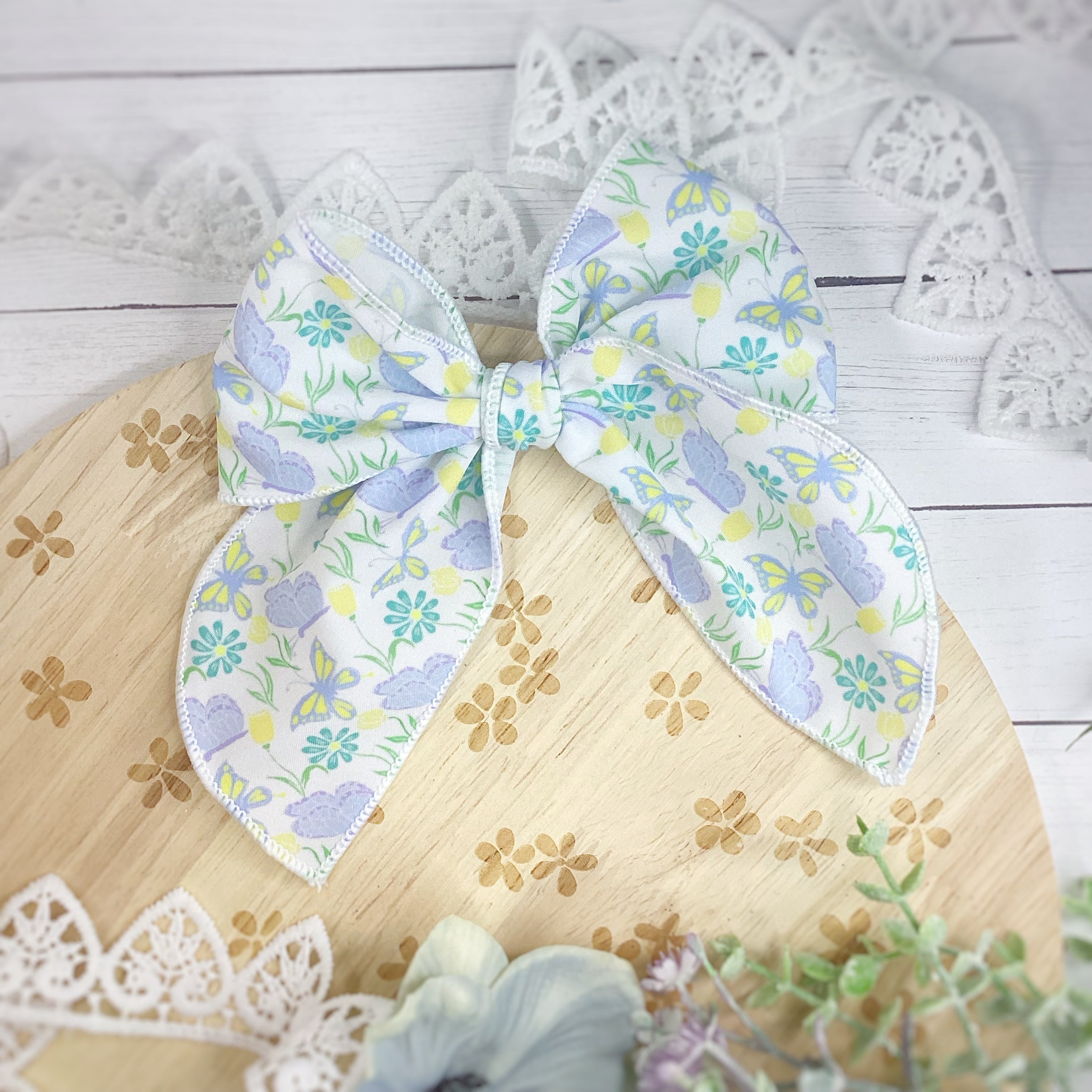 Butterflies and Flowers Bow Strip and Scrunchie Collection