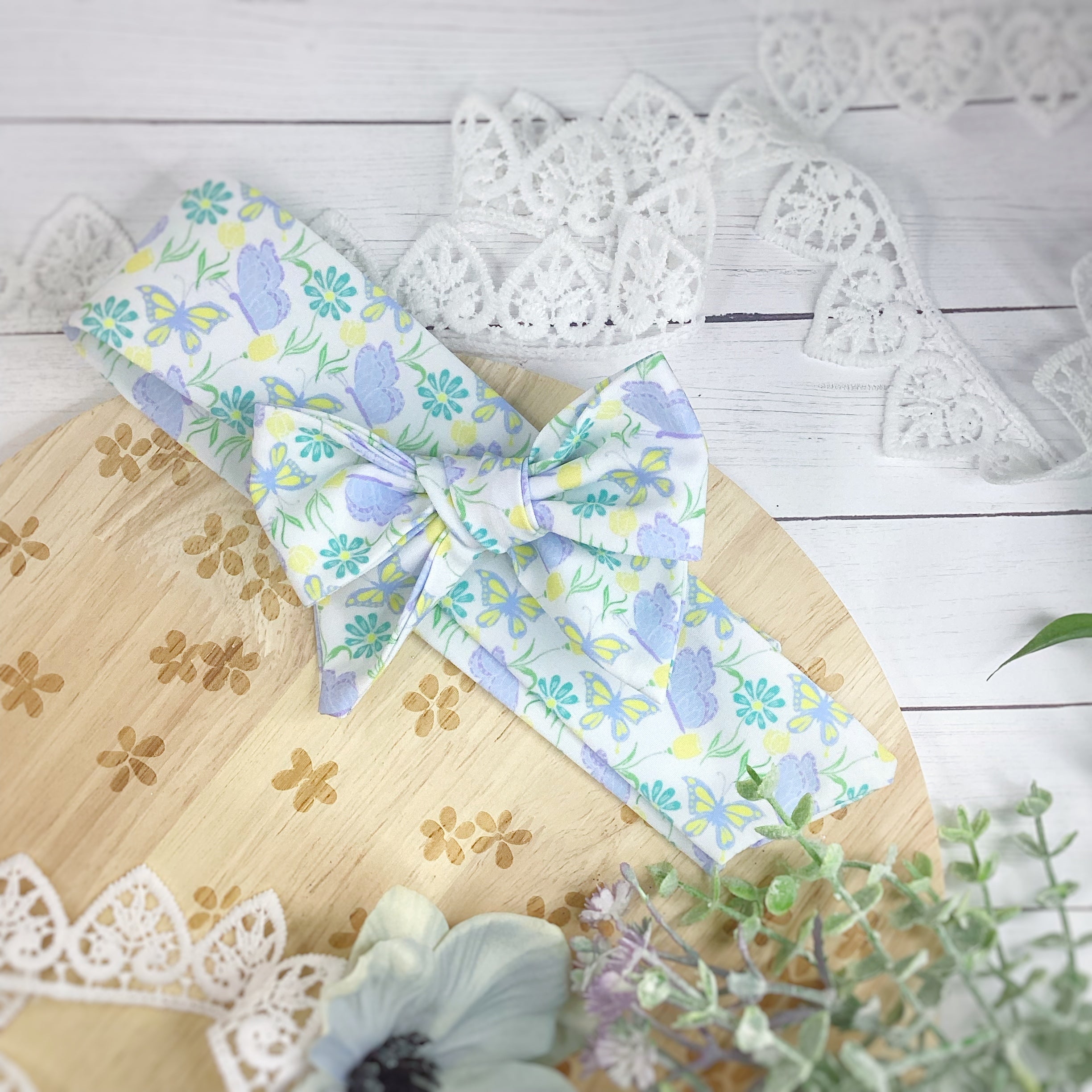 Butterflies and Flowers Bow Strip and Scrunchie Collection