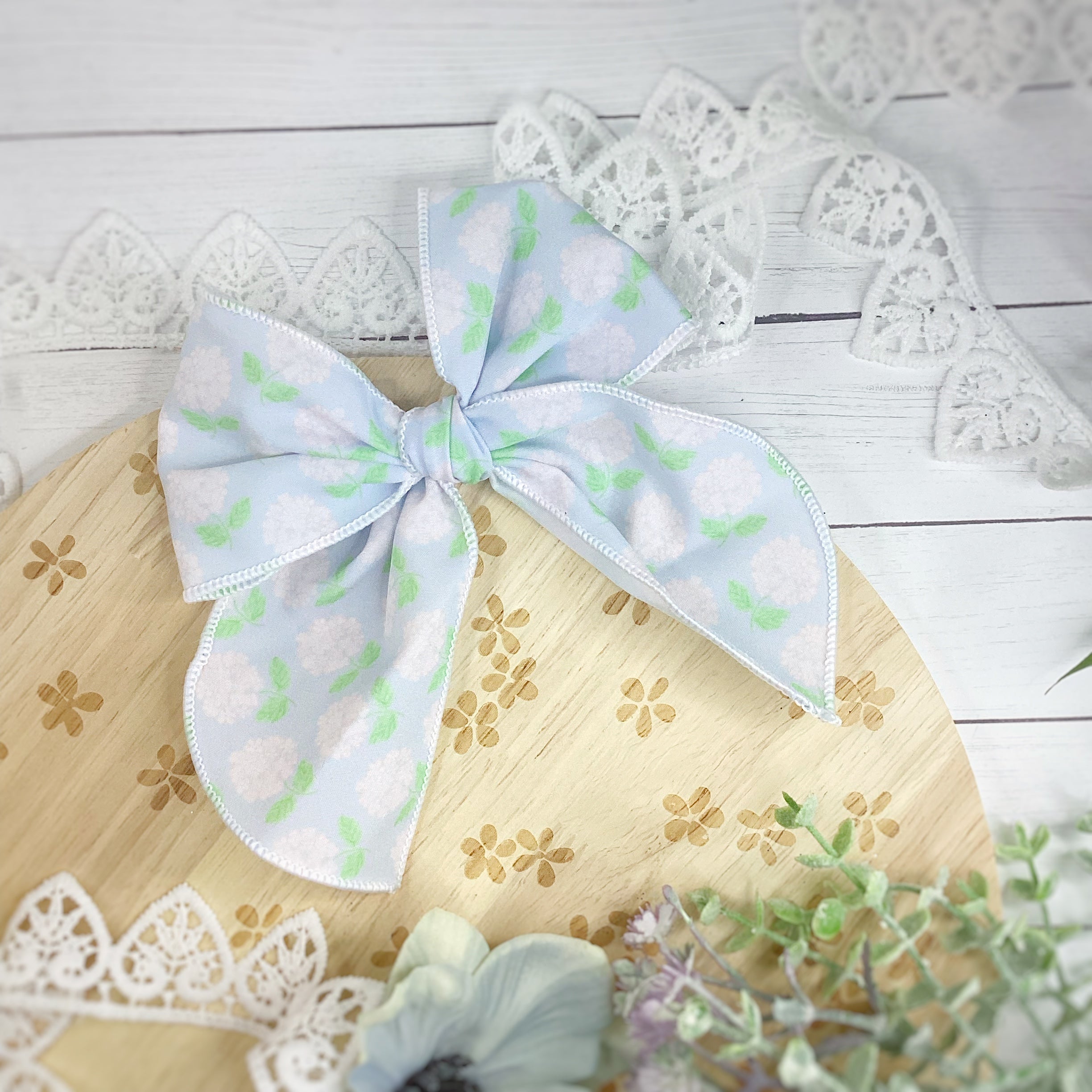 Hydrangea Gardens Bow Strip, Headband and Scrunchie Collection