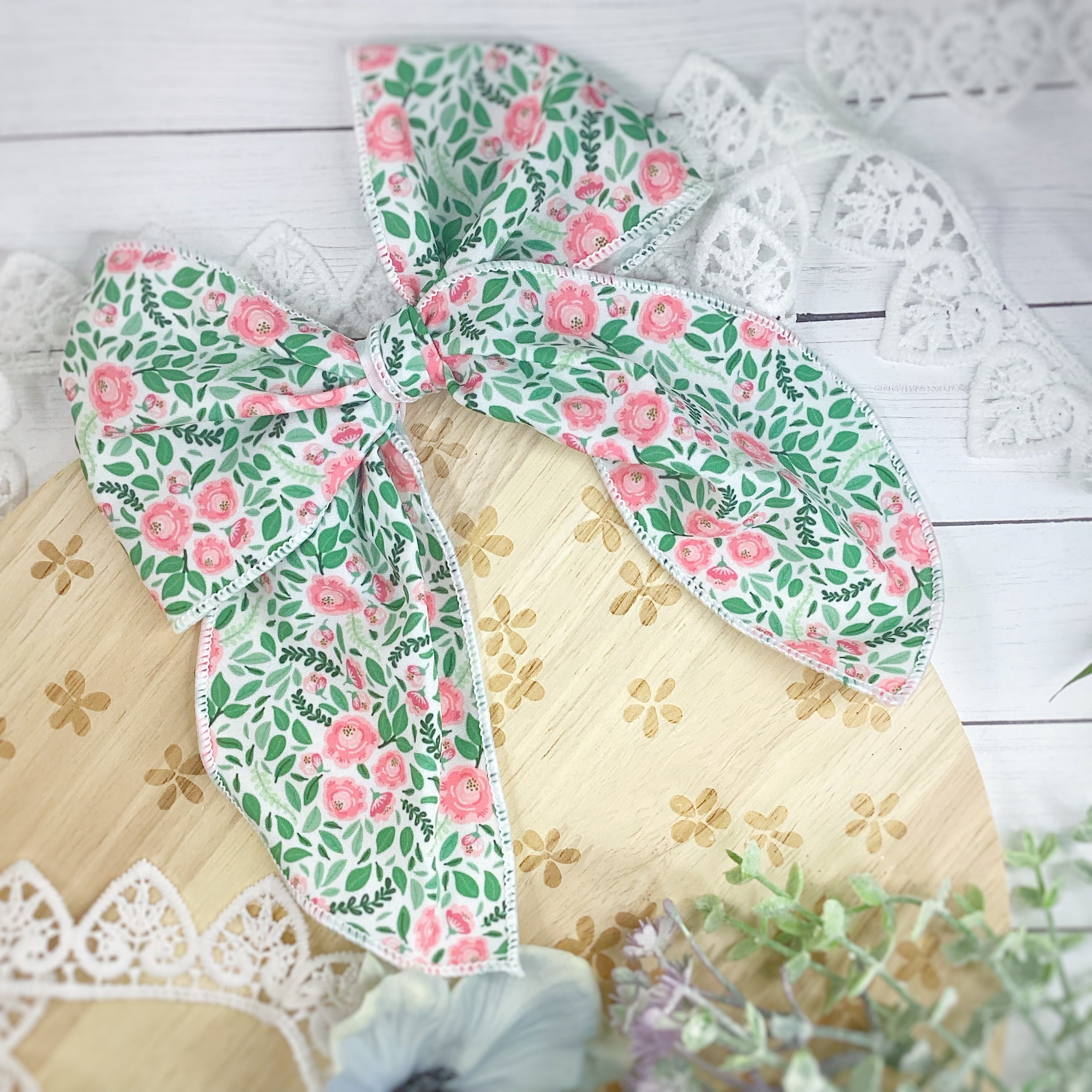 Peony Garden Bow Strip and Scrunchie Collection