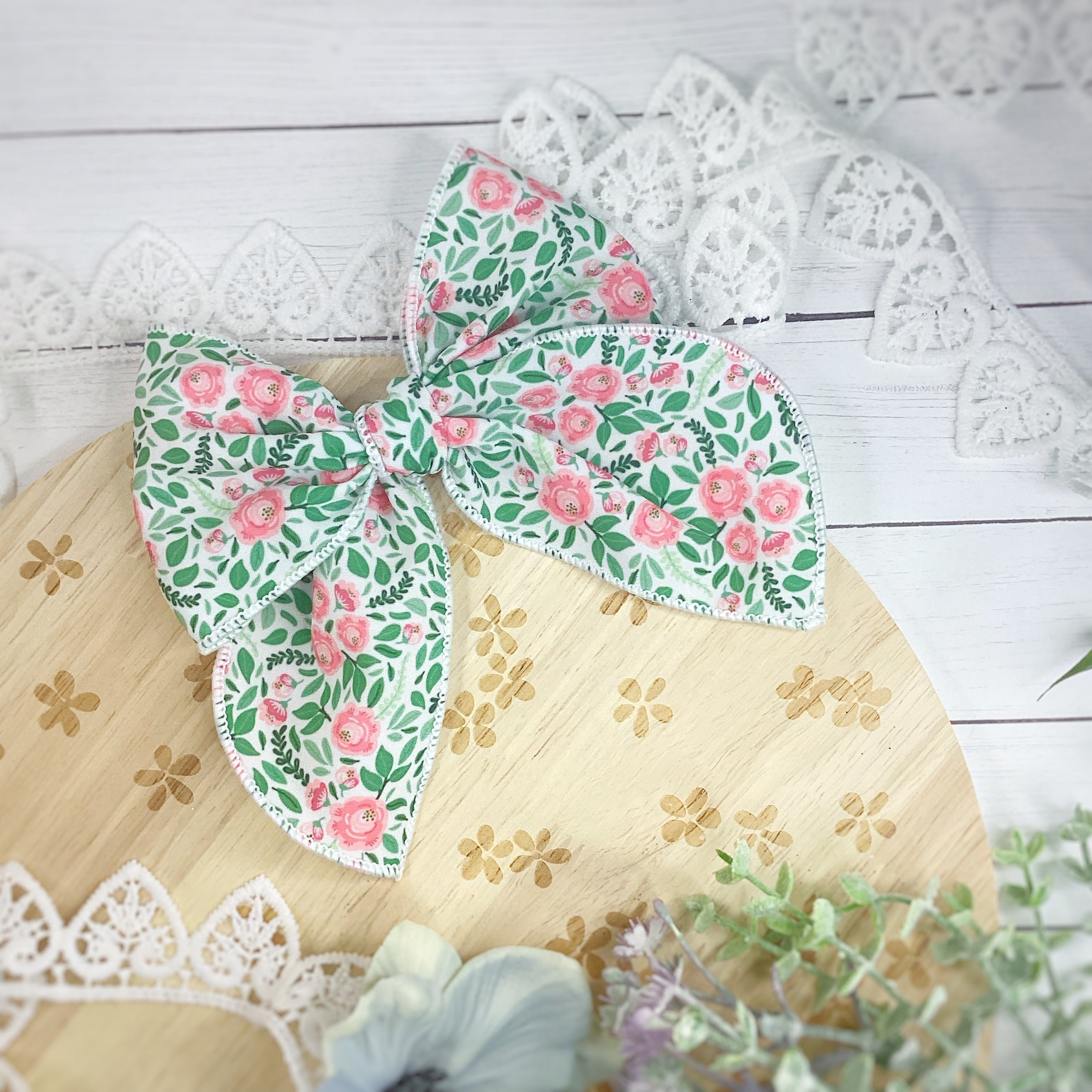 Peony Garden Bow Strip and Scrunchie Collection