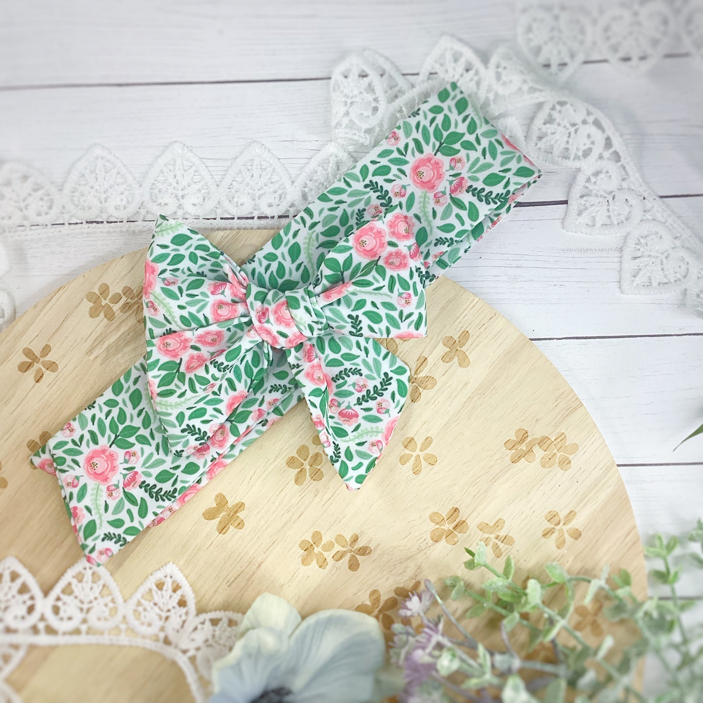 Peony Garden Bow Strip and Scrunchie Collection
