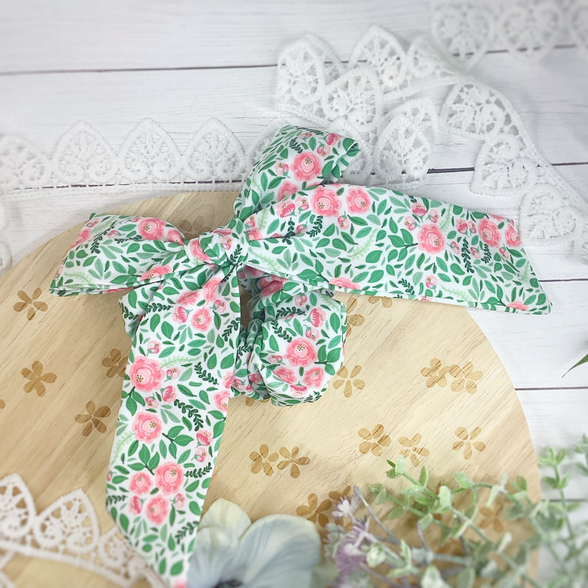 Peony Garden Bow Strip and Scrunchie Collection