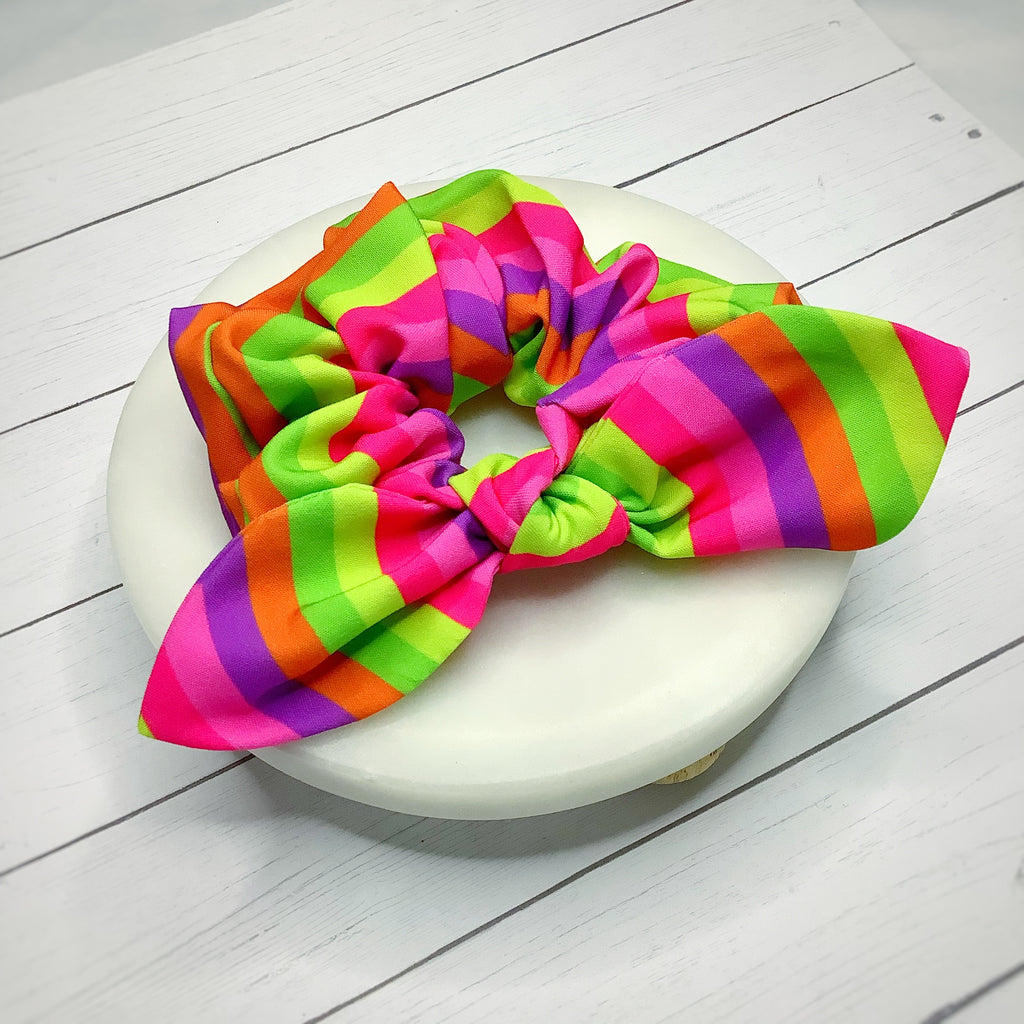 Neon Stripes Quinn Scrunchie and Bow Collection