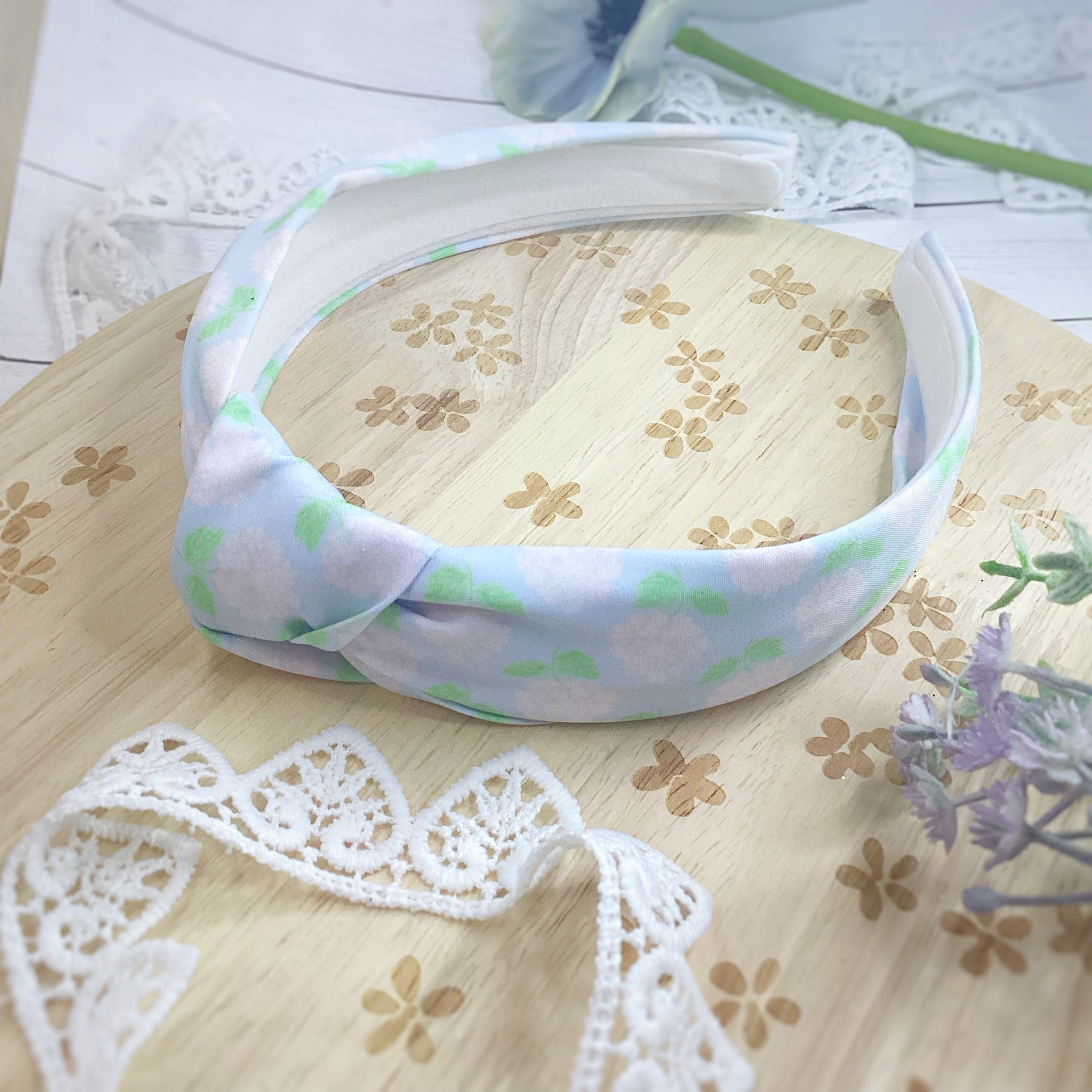 Hydrangea Gardens Bow Strip, Headband and Scrunchie Collection