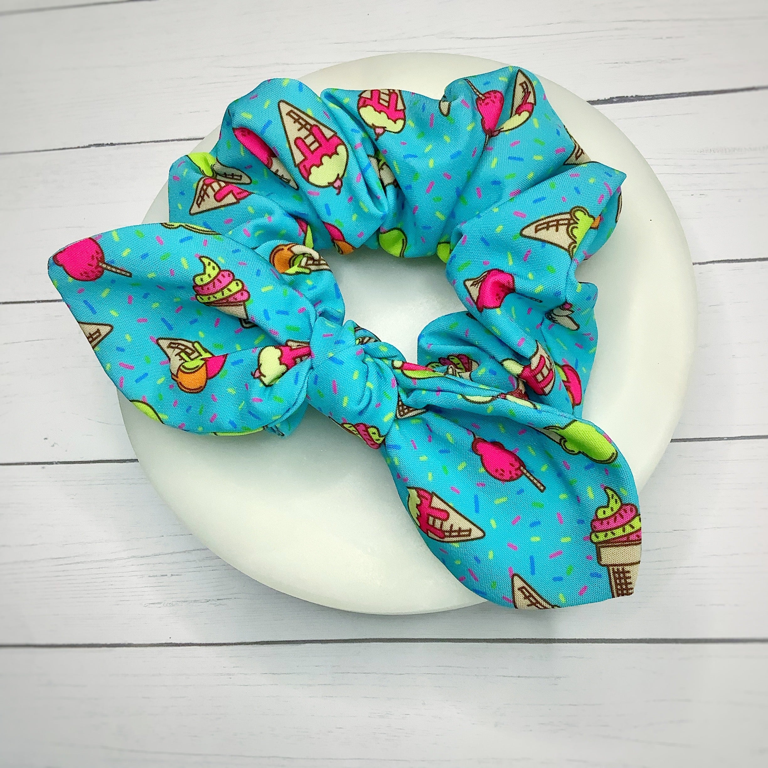 Neon Ice Cream Bow Strip and Scrunchie Collection