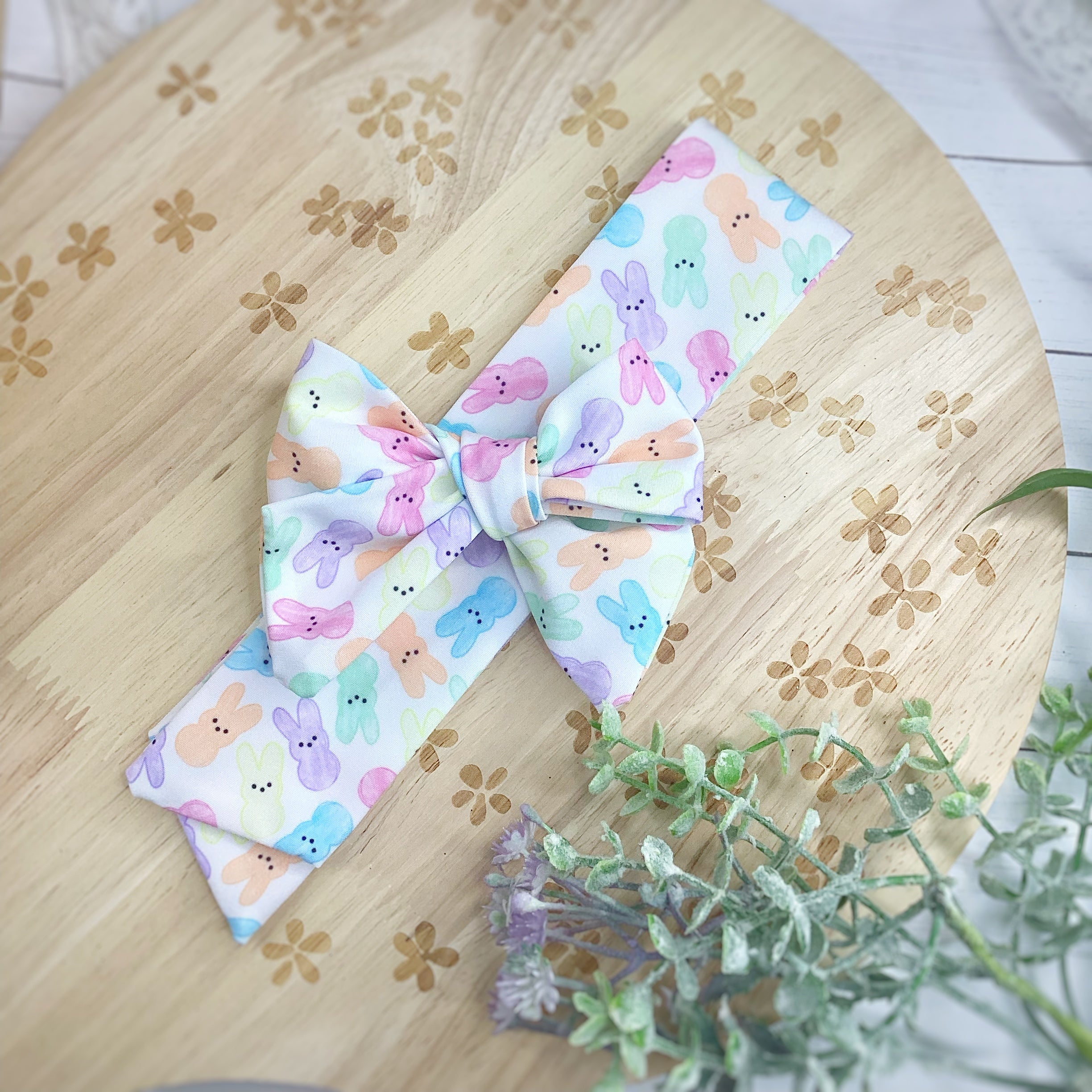 Bunnies Galore Bow Strip, Baby Wrap, Headband and Scrunchie Collection