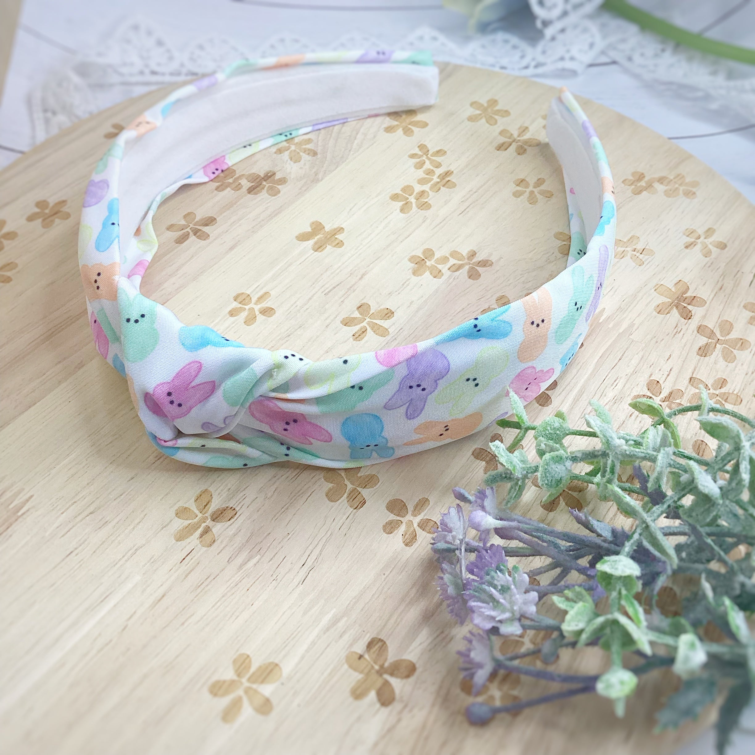 Bunnies Galore Bow Strip, Baby Wrap, Headband and Scrunchie Collection