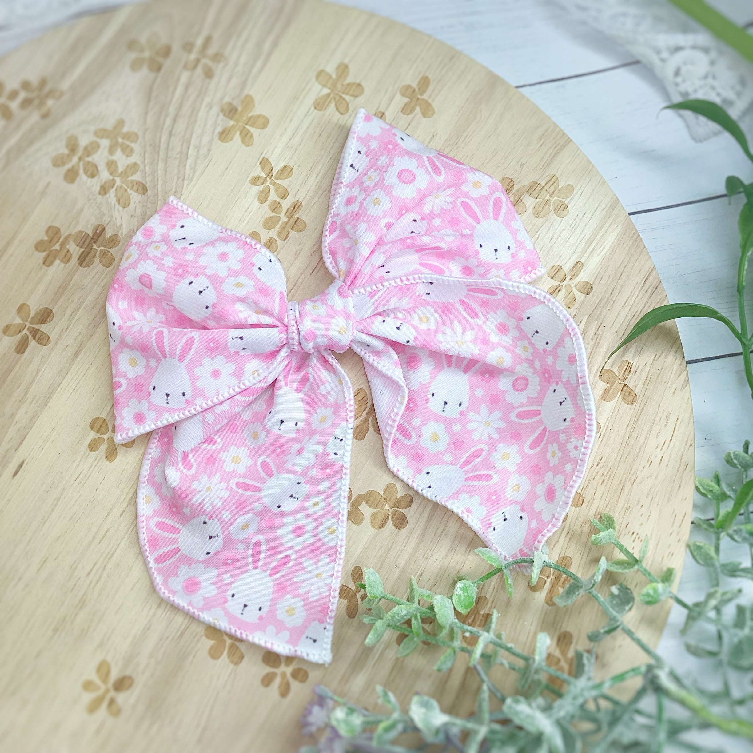 Bunnies and Daisies Bow Strip, Baby Wrap, Headband and Scrunchie Collection