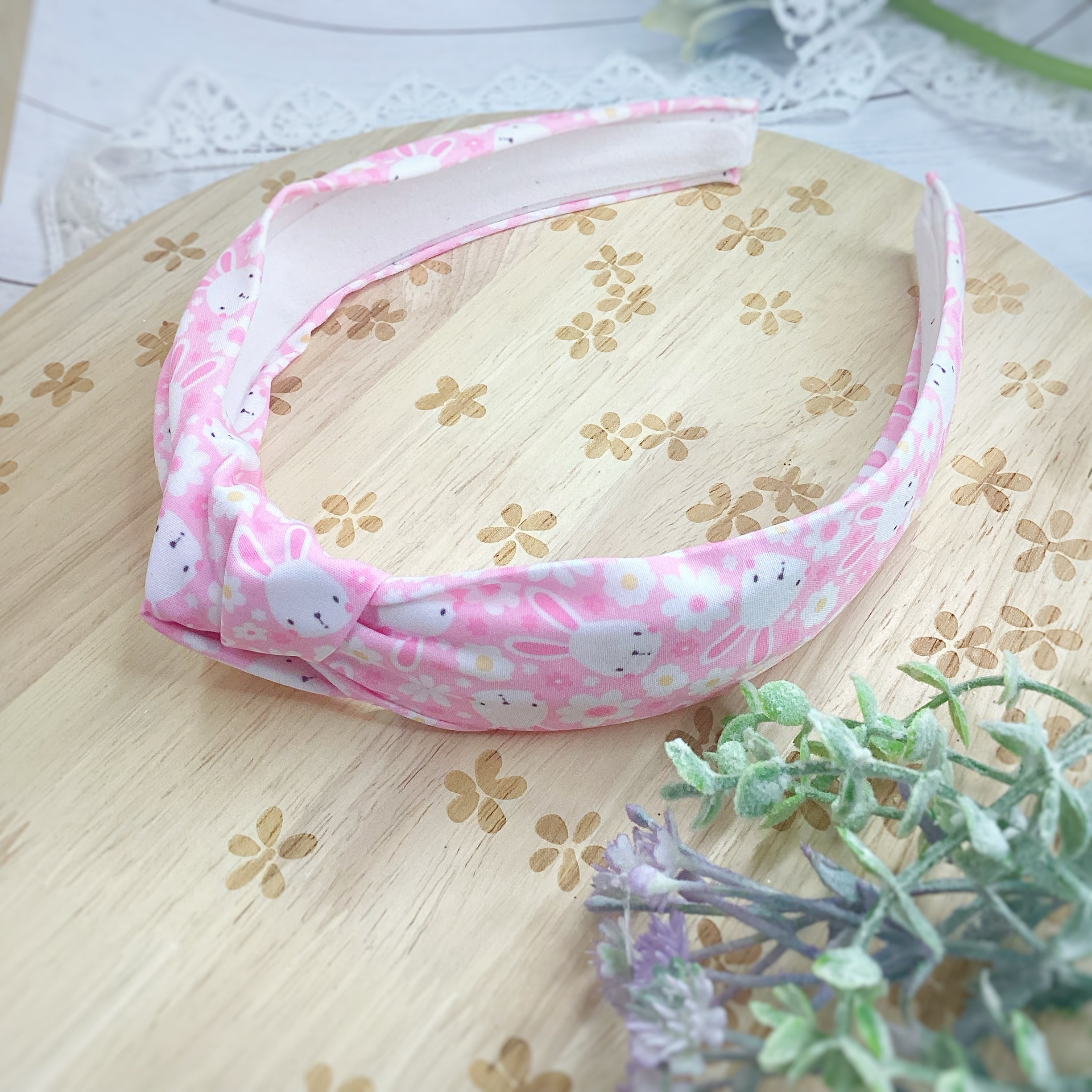 Bunnies and Daisies Bow Strip, Baby Wrap, Headband and Scrunchie Collection