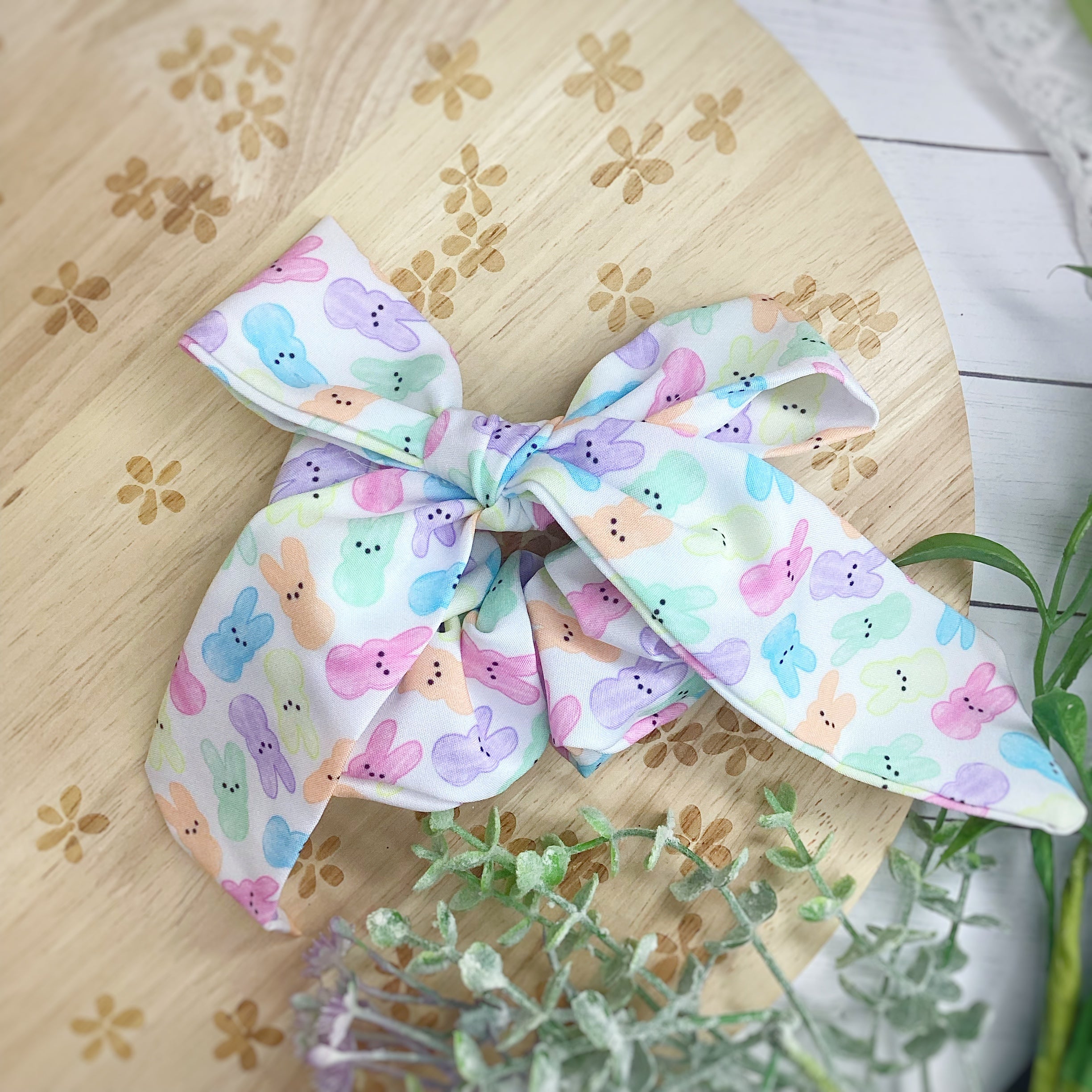 Bunnies Galore Bow Strip, Baby Wrap, Headband and Scrunchie Collection