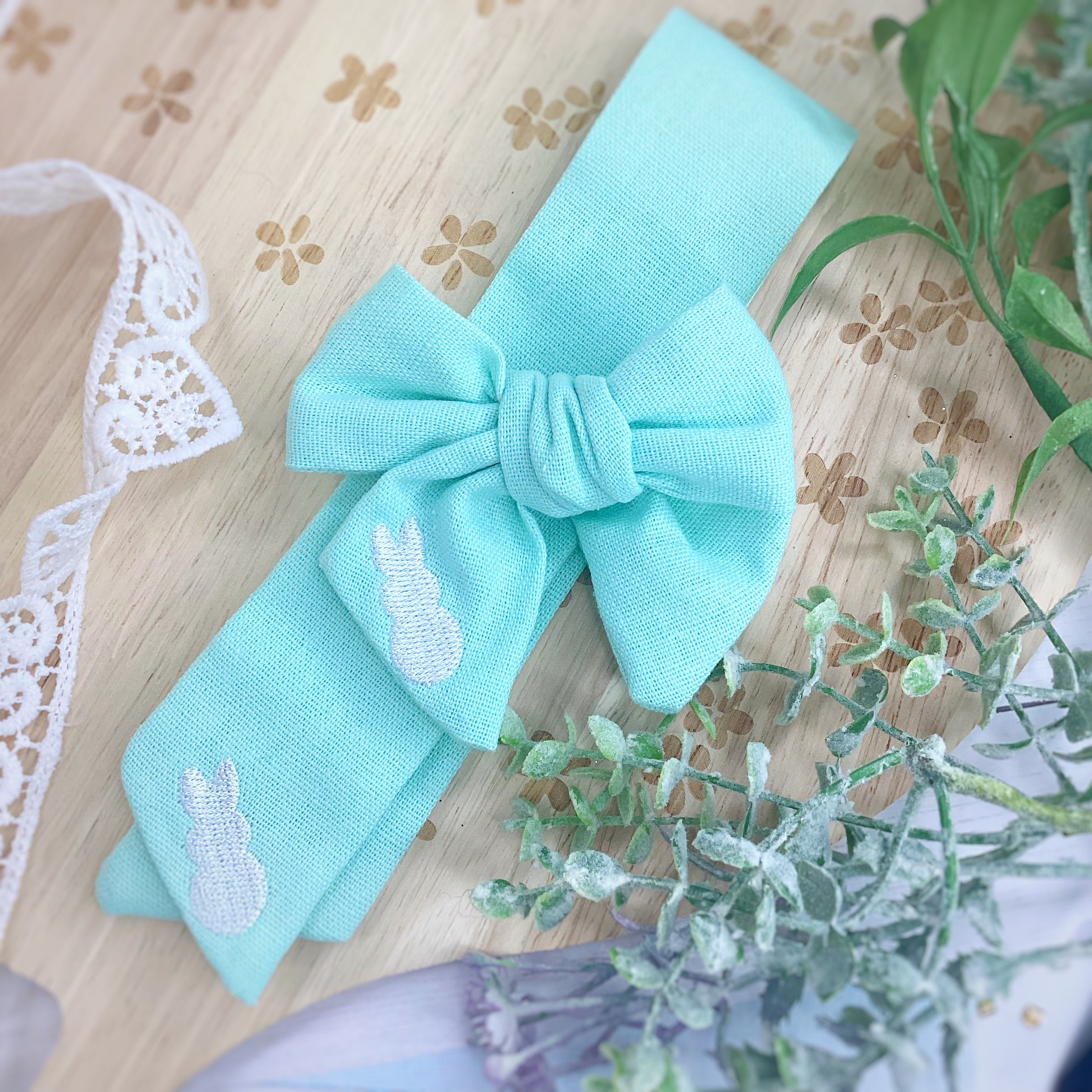 Embroidered Bunny Hop Bow Strips