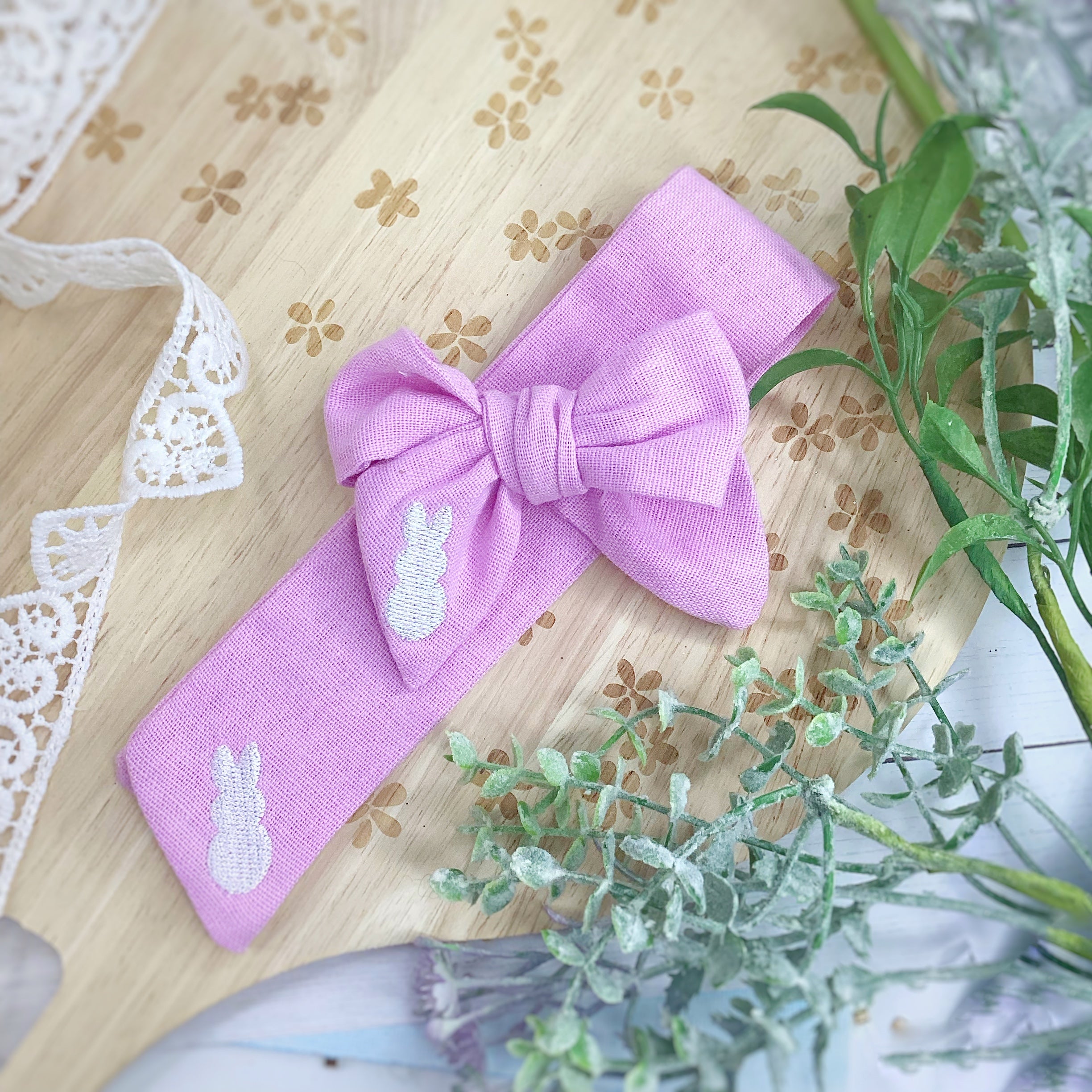 Embroidered Bunny Hop Bow Strips