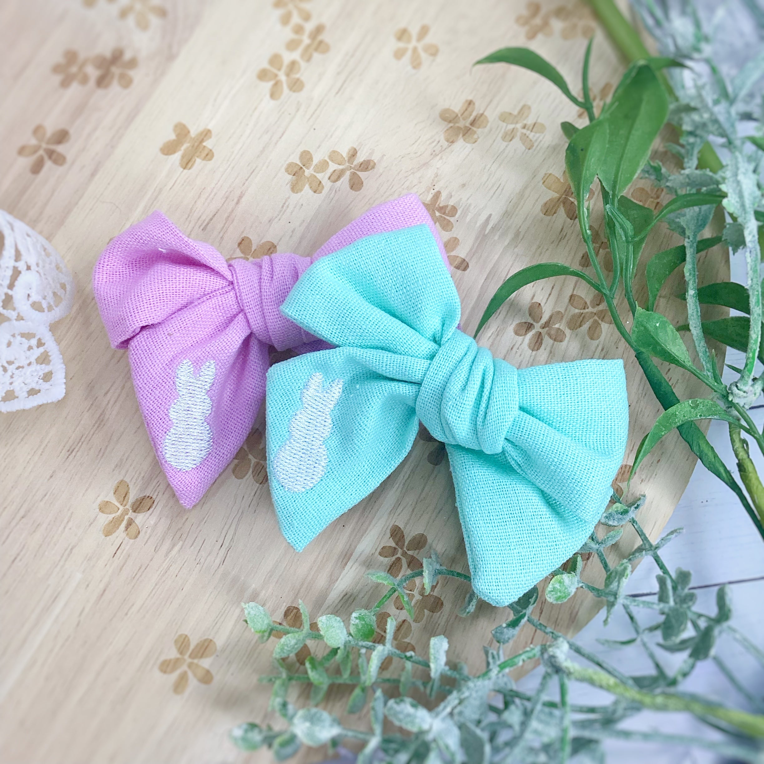 Embroidered Bunny Hop Bow Strips