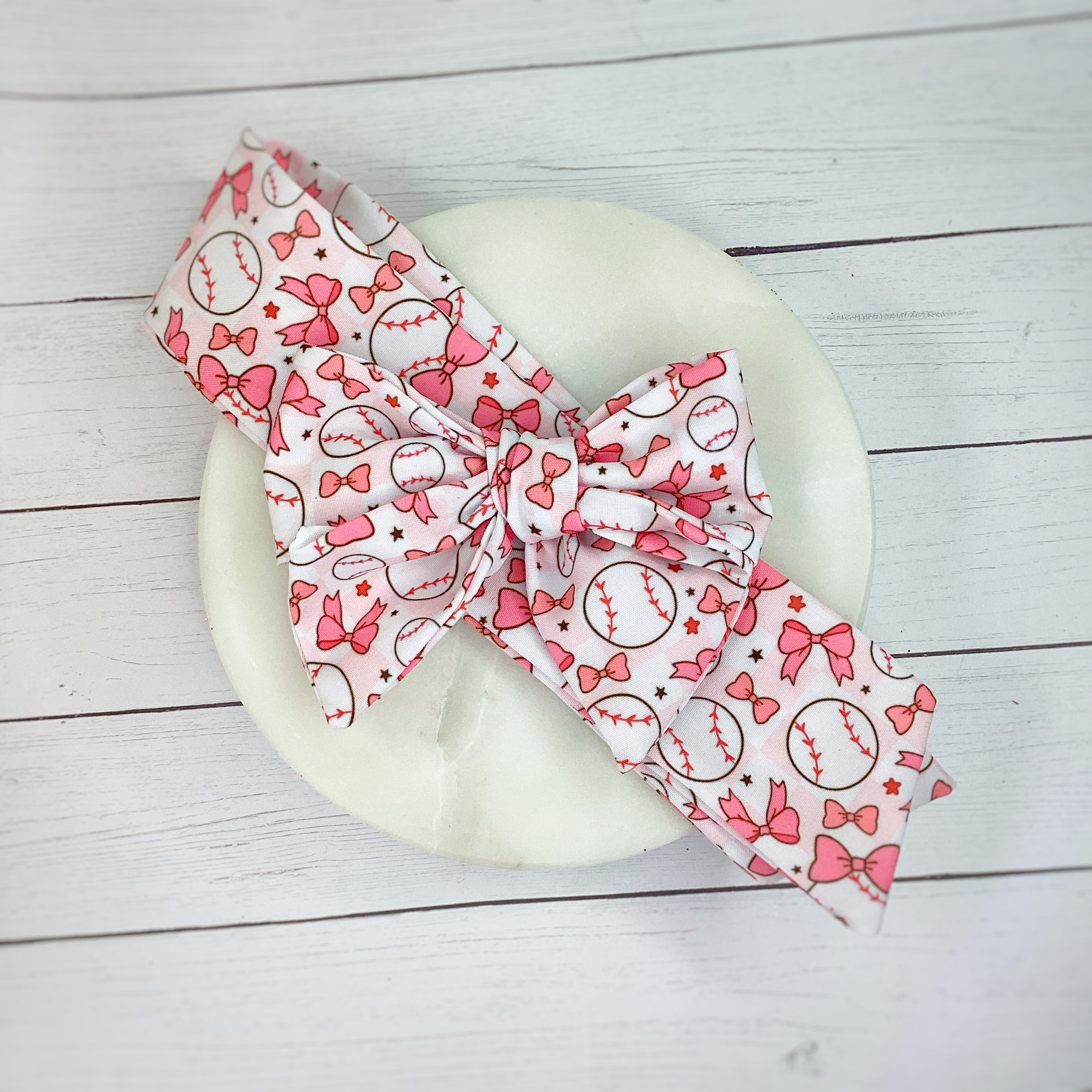 Coquette Baseball Bow Strip, Baby Wrap, Headband and Scrunchie Collection