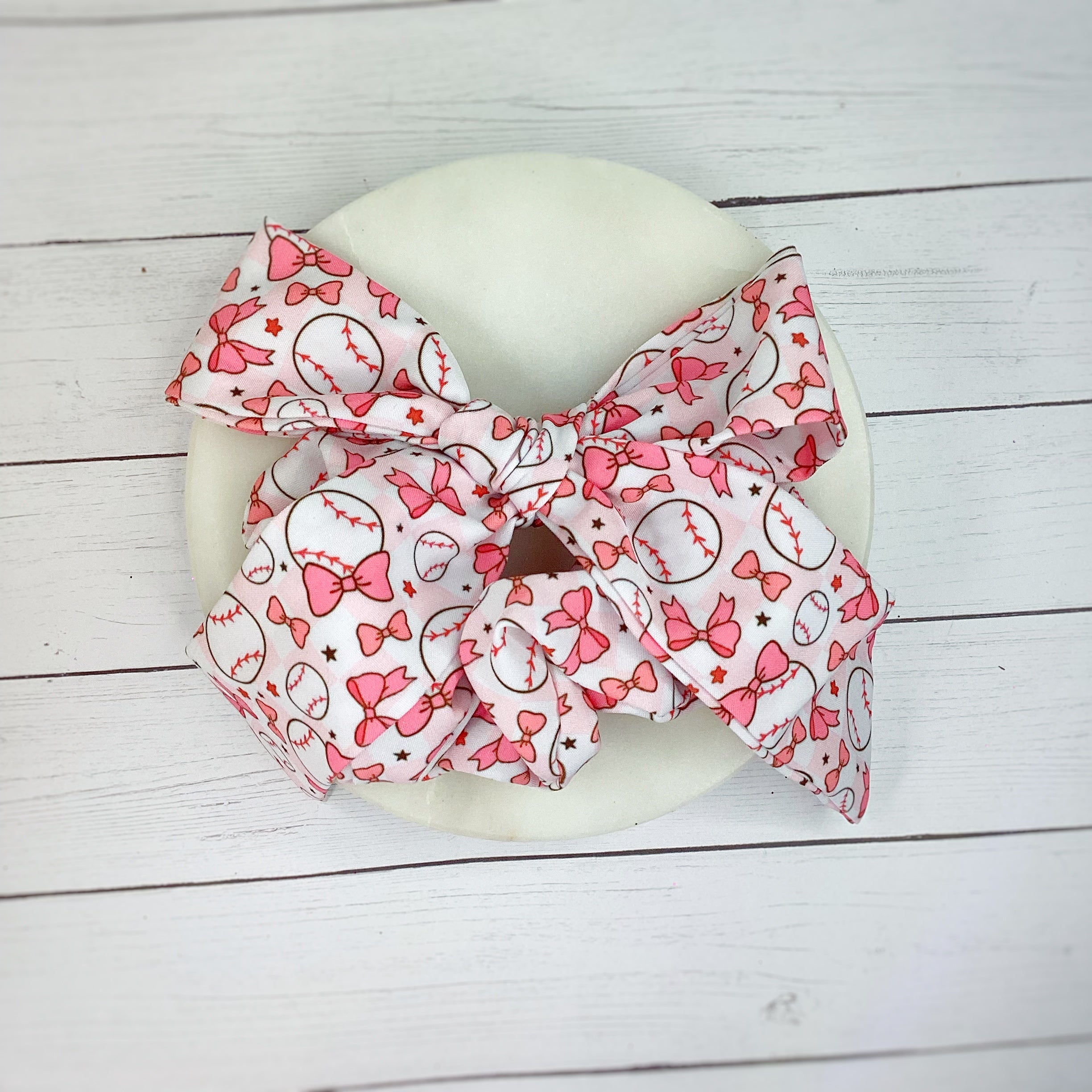 Coquette Baseball Bow Strip, Baby Wrap, Headband and Scrunchie Collection