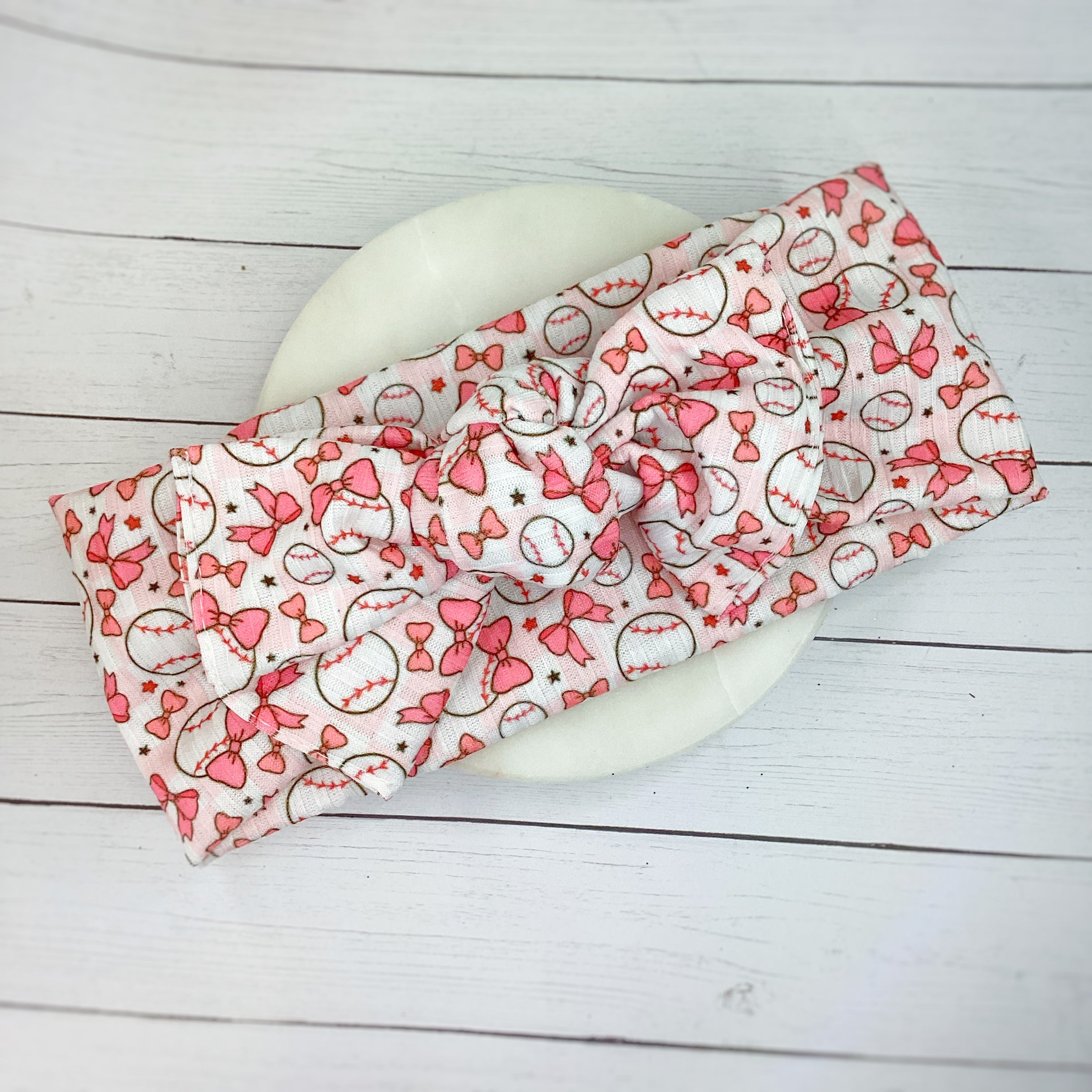 Coquette Baseball Bow Strip, Baby Wrap, Headband and Scrunchie Collection