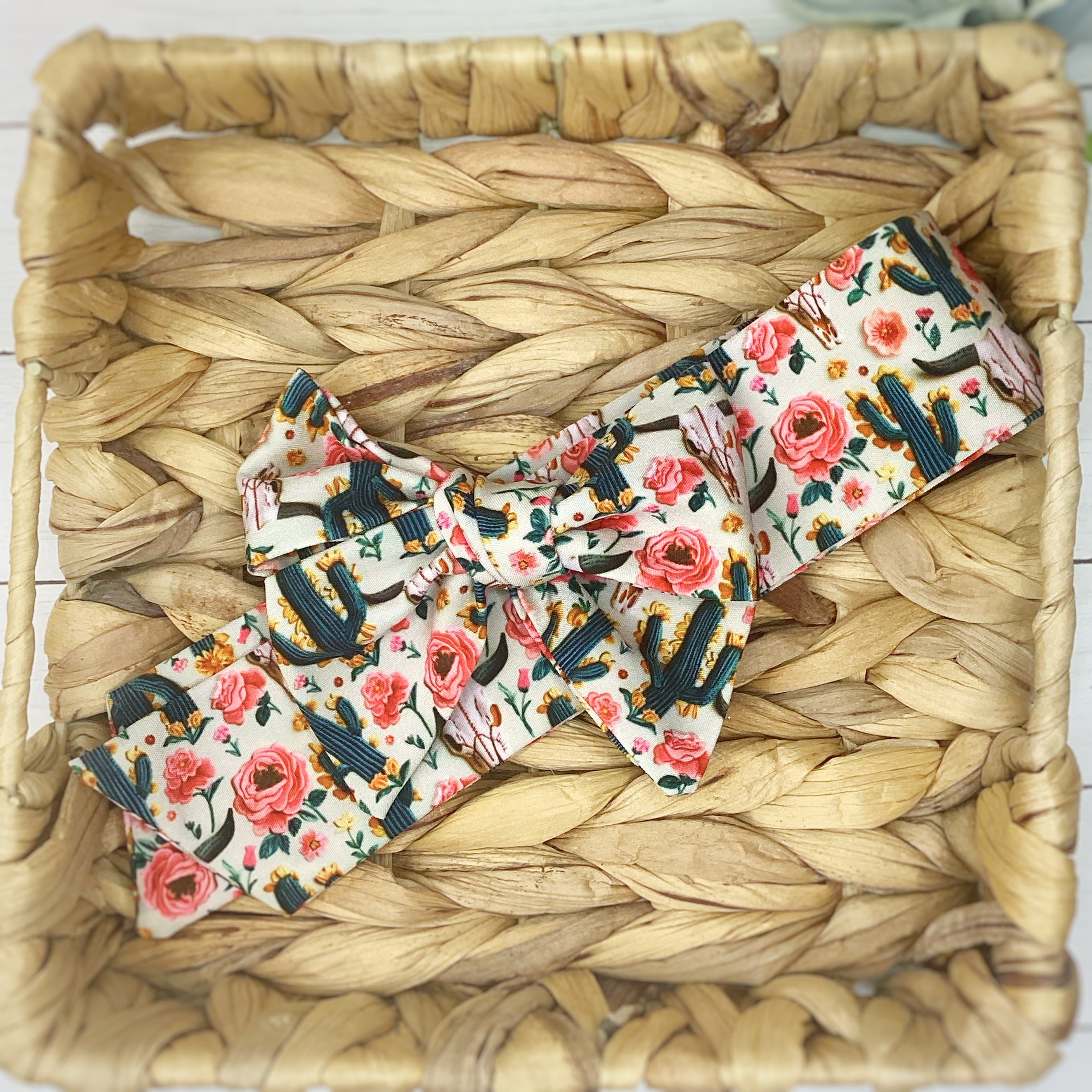 Longhorn Skulls and Cacti Bow Strip and Scrunchie Collection
