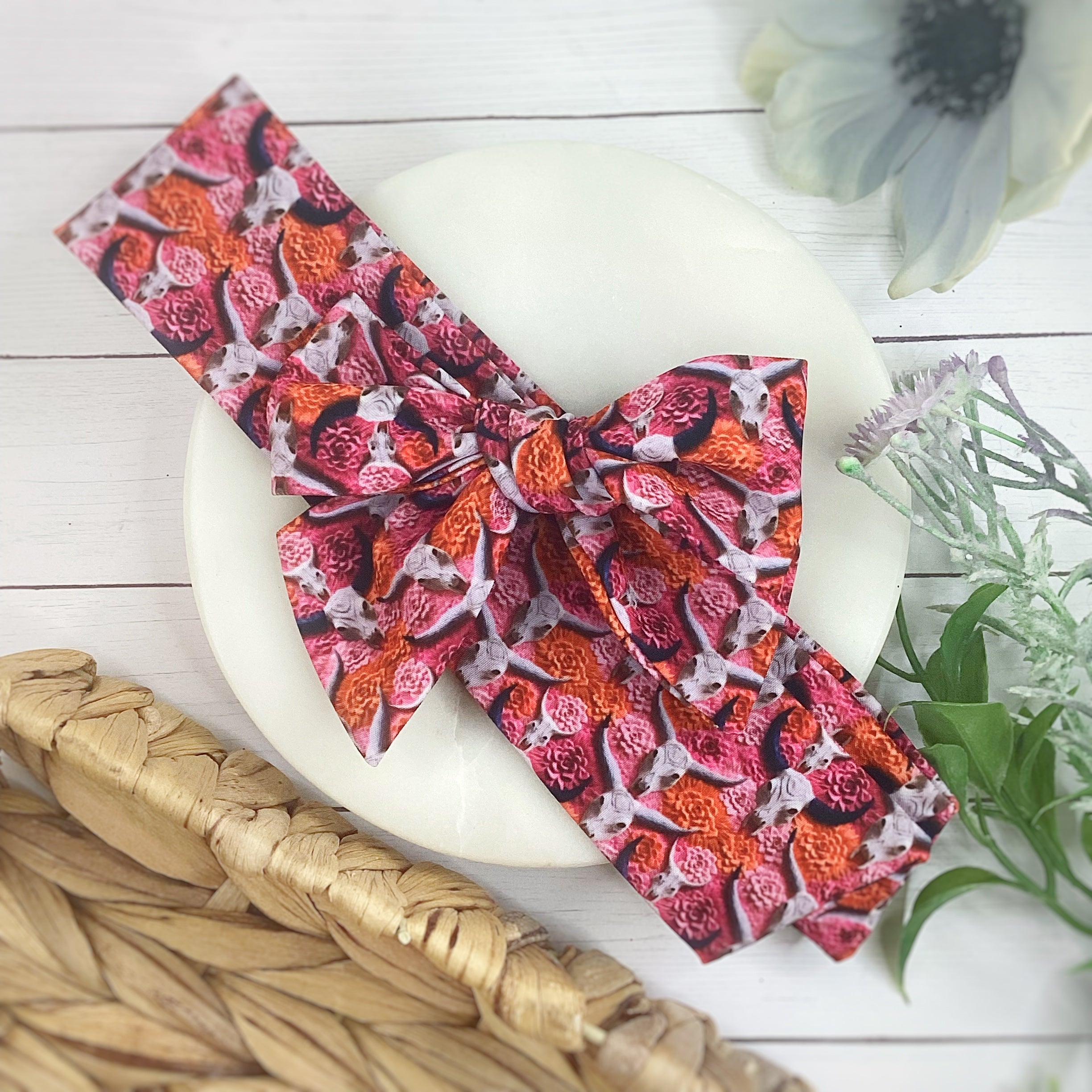 Longhorns and Roses Bow Strip and Scrunchie Collection