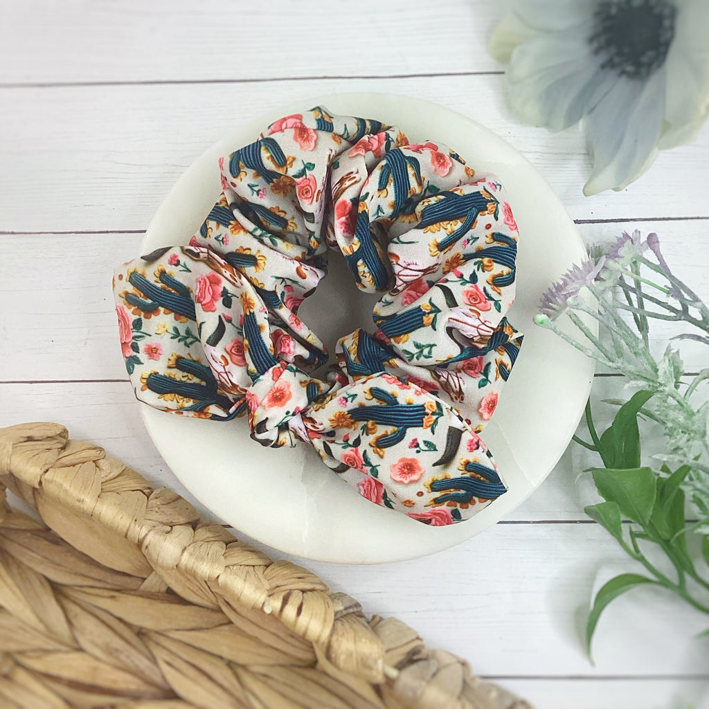 Longhorn Skulls and Cacti Bow Strip and Scrunchie Collection