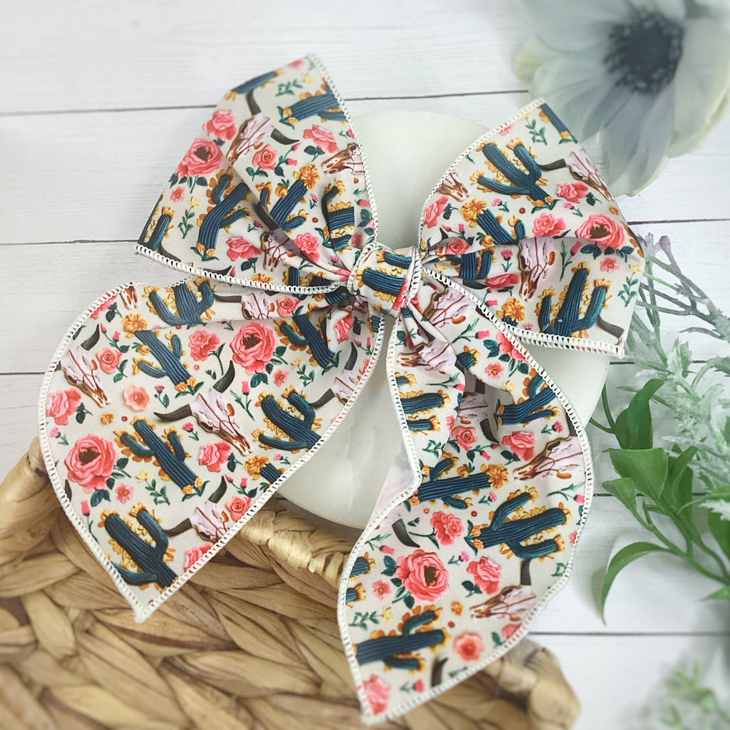 Longhorn Skulls and Cacti Bow Strip and Scrunchie Collection
