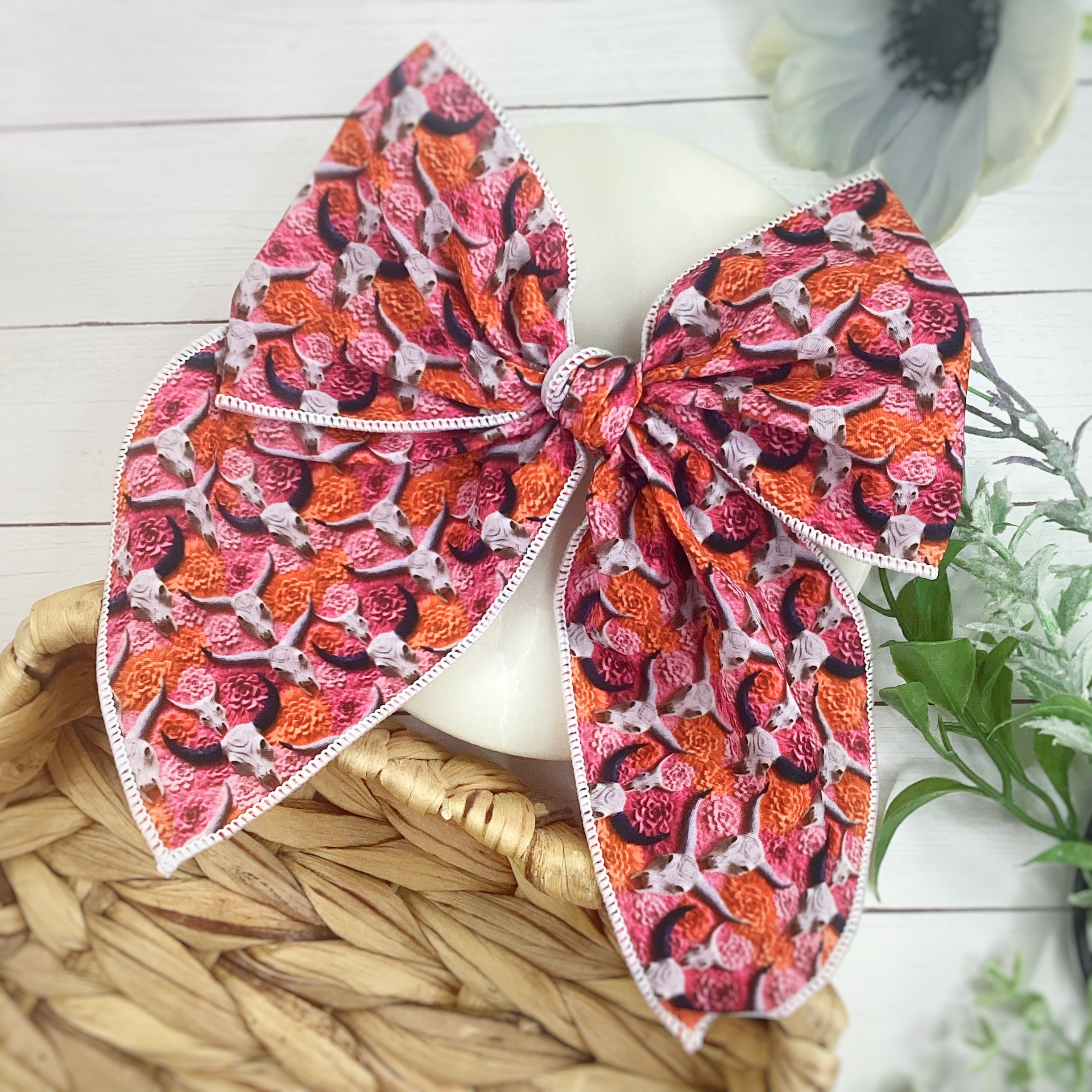 Longhorns and Roses Bow Strip and Scrunchie Collection