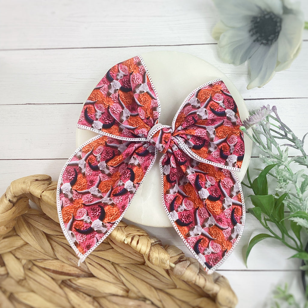 Longhorns and Roses Bow Strip and Scrunchie Collection