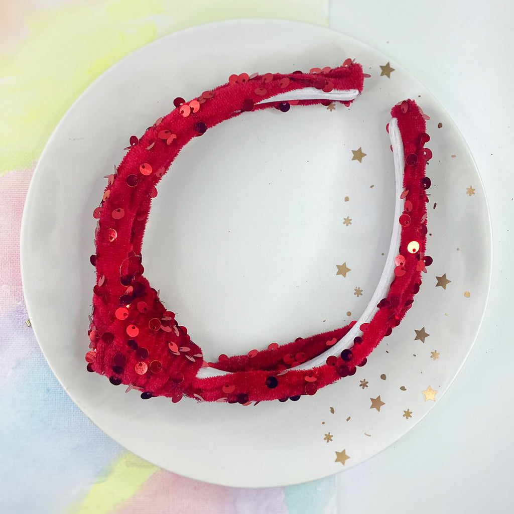 Velvet Sequin Knot Top Headband Collection