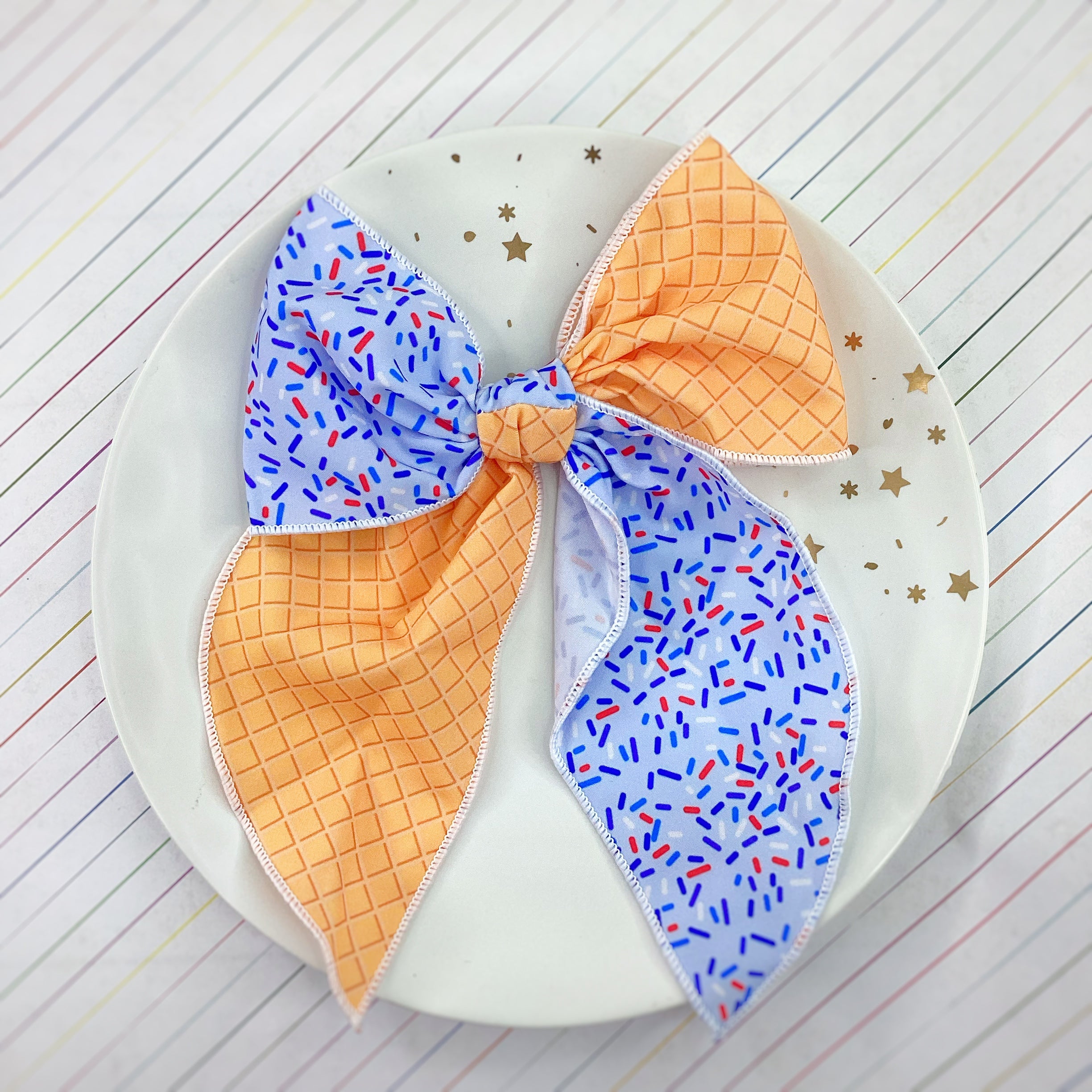 Patriotic Sprinkles and Ice Cream Bow Strip, Headband and Scrunchie Collection