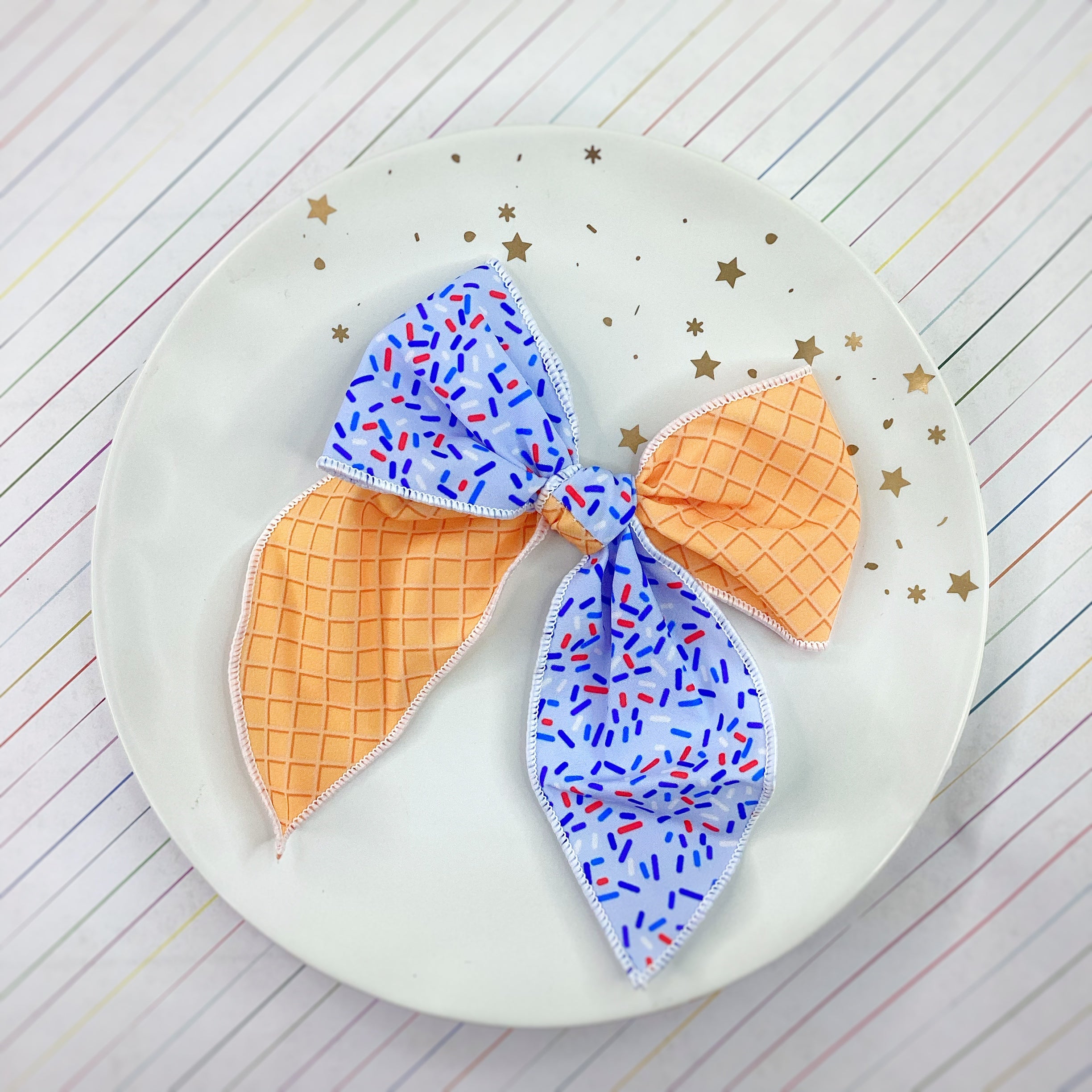 Patriotic Sprinkles and Ice Cream Bow Strip, Headband and Scrunchie Collection