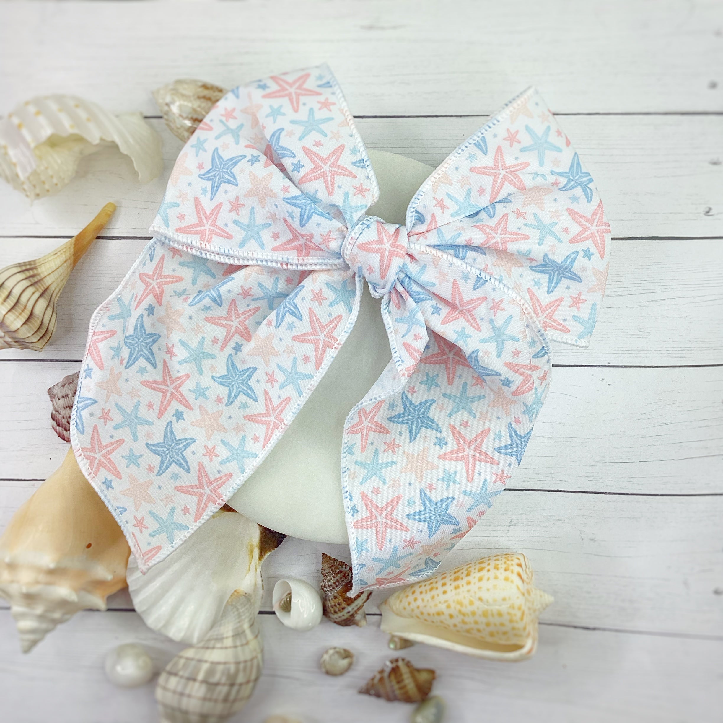 Beachy Starfish Bow Strip and Scrunchie Collection